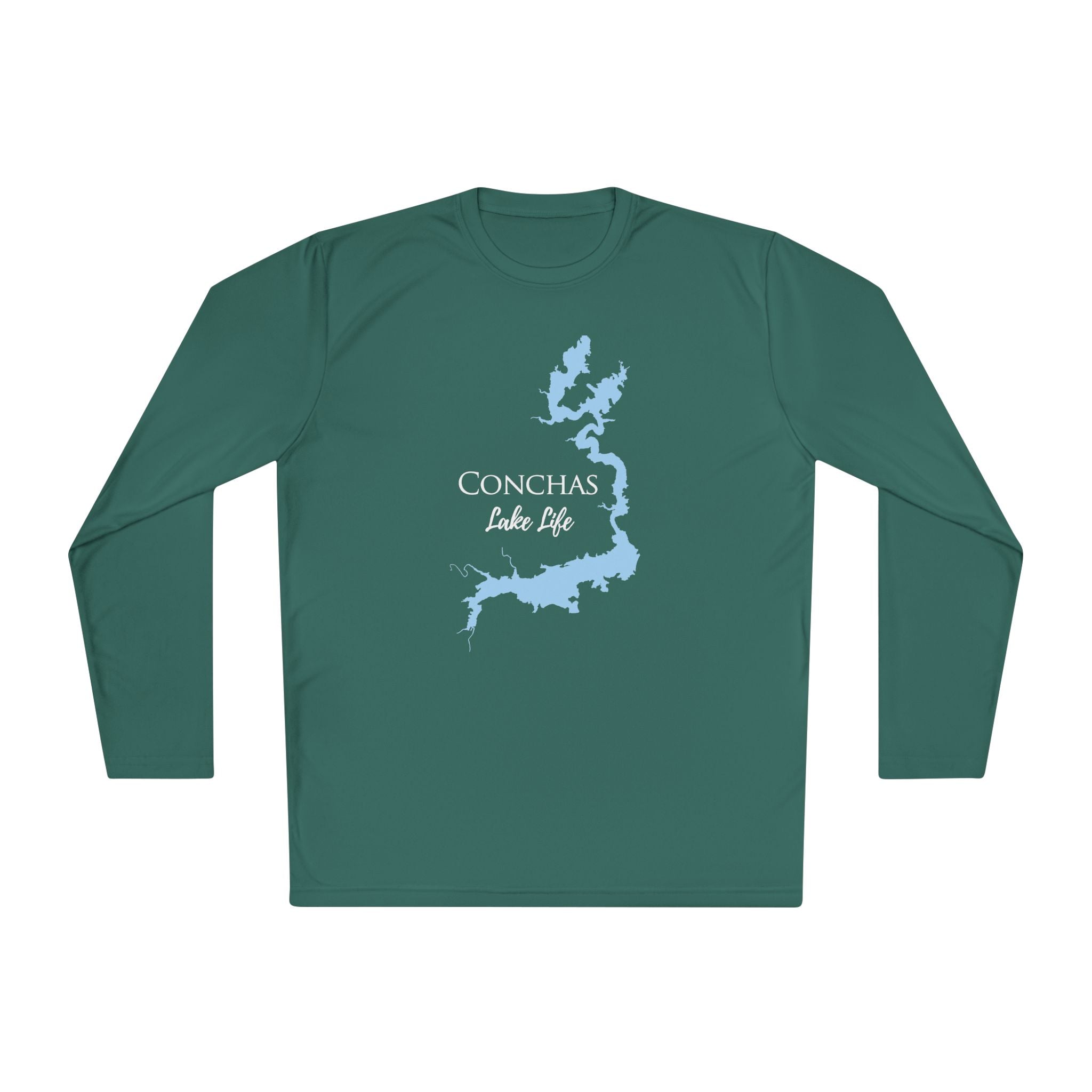 Conchas Lake Life Dri-fit Boating Shirt – Breathable Material – Men's Long Sleeve Moisture Wicking Tee – New Mexico Lake