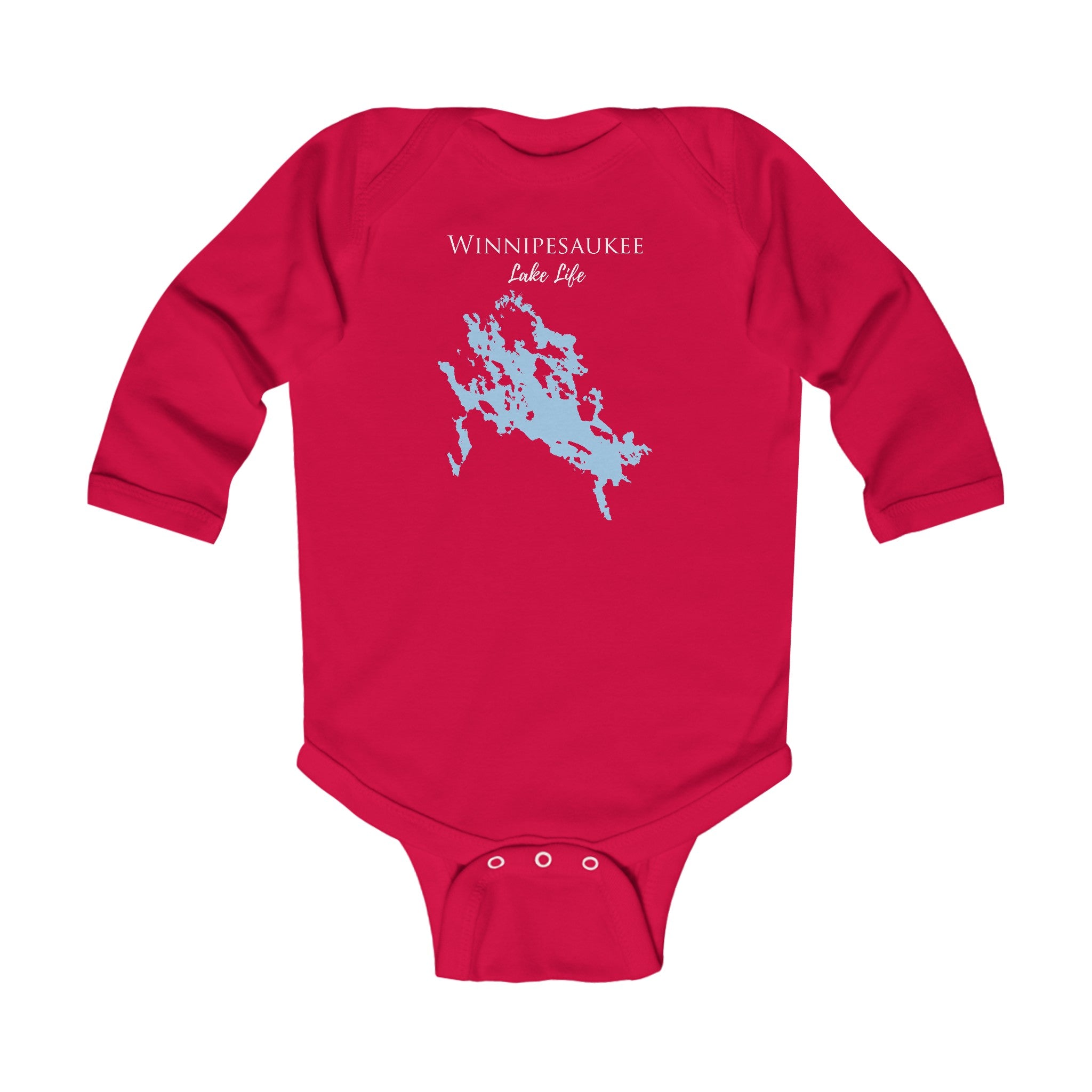 Winnipesaukee Lake Life Onsie - Durable Lake Onsie - Infant Long Sleeve Bodysuit - New Hampshire Lake