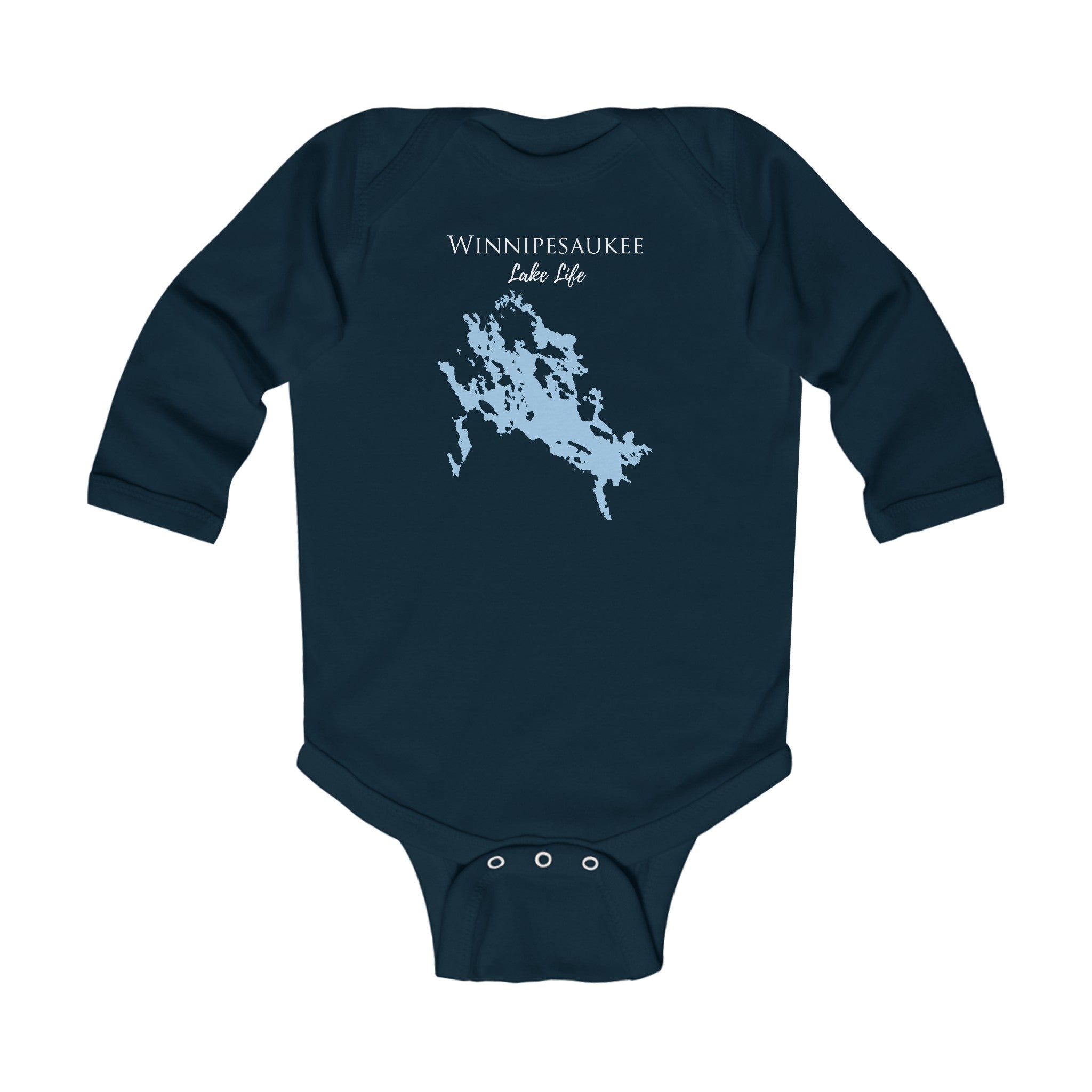 Winnipesaukee Lake Life Onsie - Durable Lake Onsie - Infant Long Sleeve Bodysuit - New Hampshire Lake