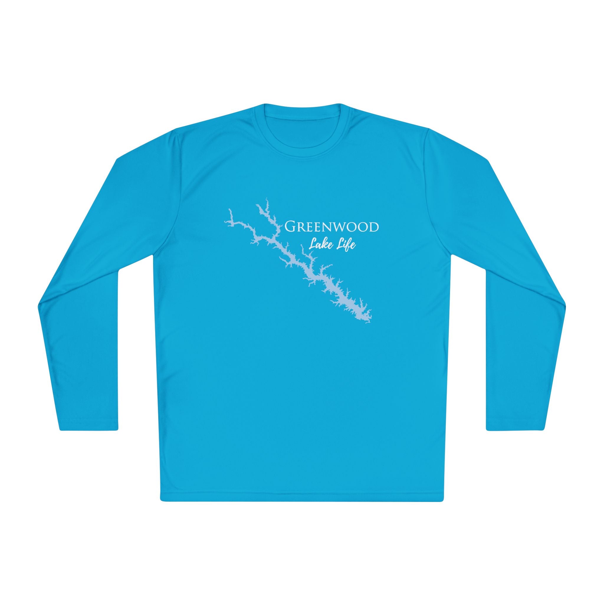 Greenwood Lake Life Dri-fit Boating Shirt – Breathable Material – Men's Long Sleeve Moisture Wicking Tee – South Carolina Lake