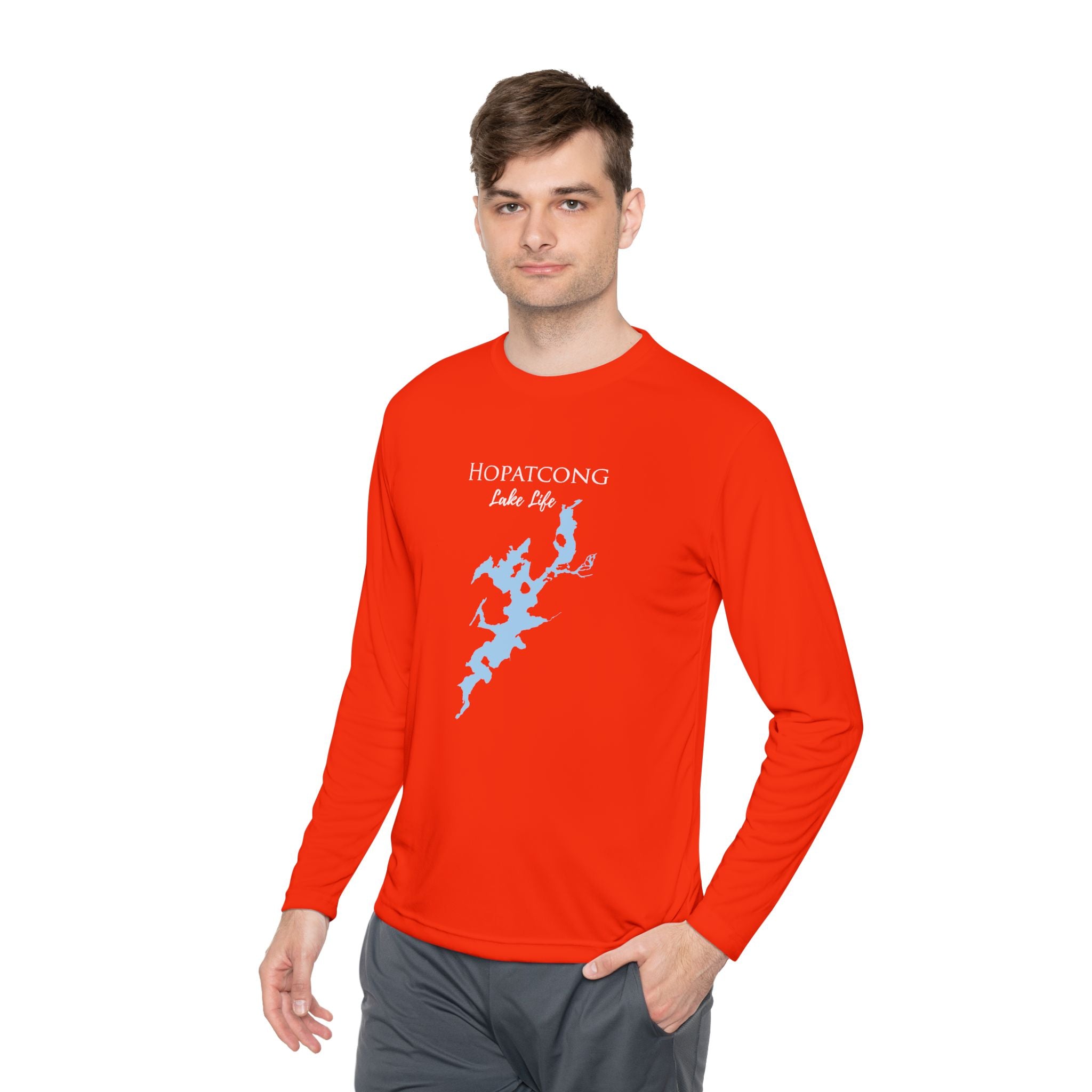 Hopatcong Lake Life Dri-fit Boating Shirt – Breathable Material – Men's Long Sleeve Moisture Wicking Tee – New Jersey Lake