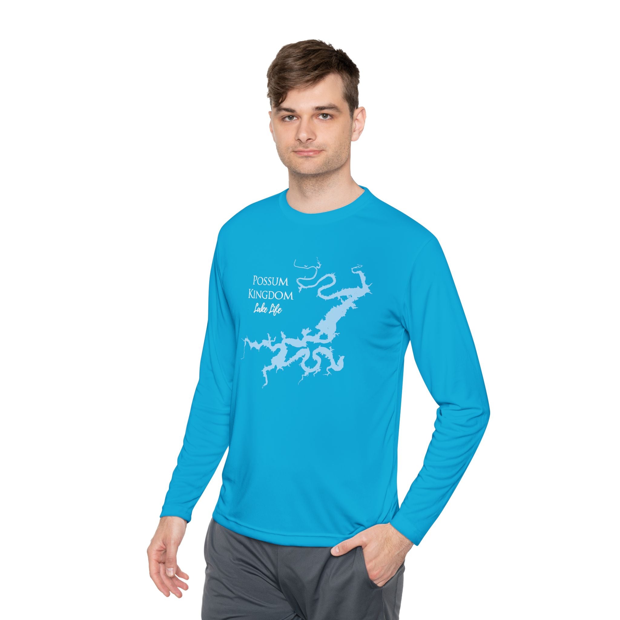 Possum Kingdom Lake Life Dri-fit Boating Shirt – Breathable Material – Men's Long Sleeve Moisture Wicking Tee – Texas Lake