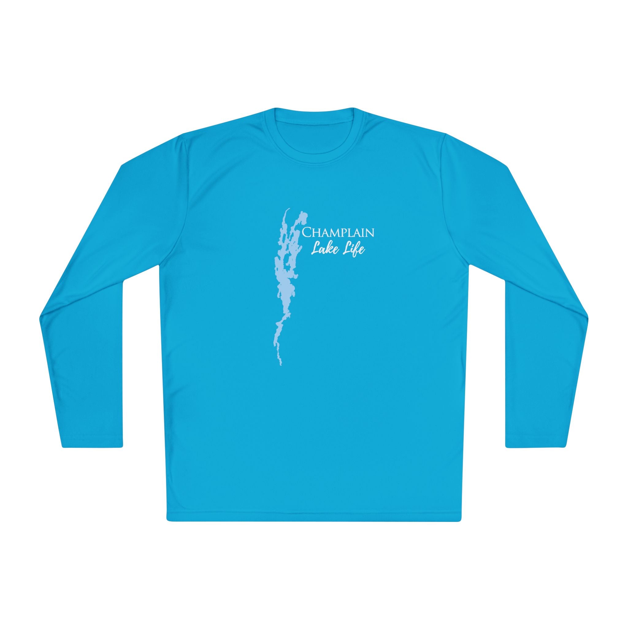 Champlain Lake Life Dri-fit Boating Shirt – Breathable Material – Men's Long Sleeve Moisture Wicking Tee – New York and Vermont Lake