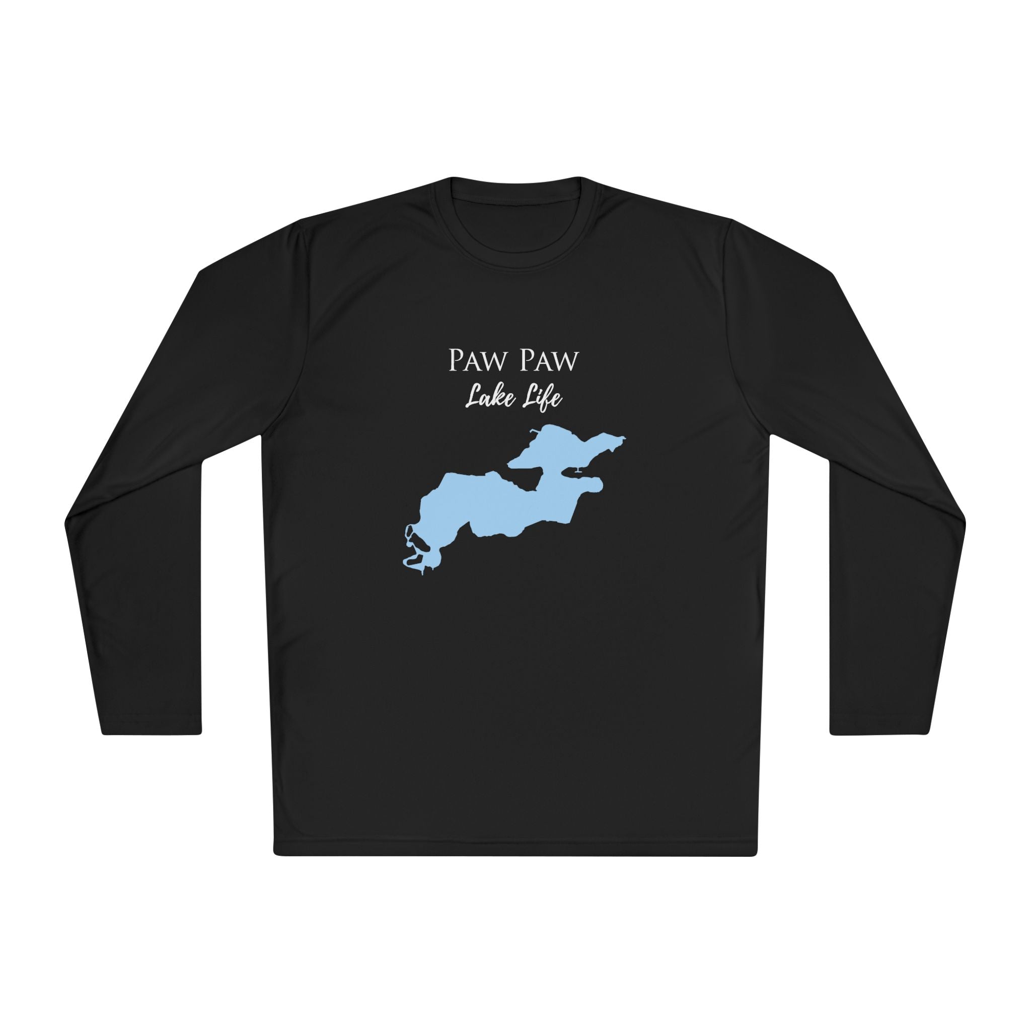 Paw Paw Lake Life Dri-fit Boating Shirt – Breathable Material – Men's Long Sleeve Moisture Wicking Tee – Michigan Lake