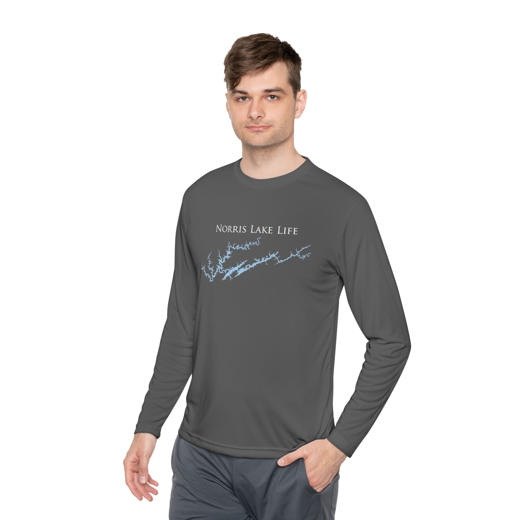 Norris Lake Life Dri-fit Boating Shirt – Breathable Material – Men's Long Sleeve Moisture Wicking Tee – Tennessee Lake