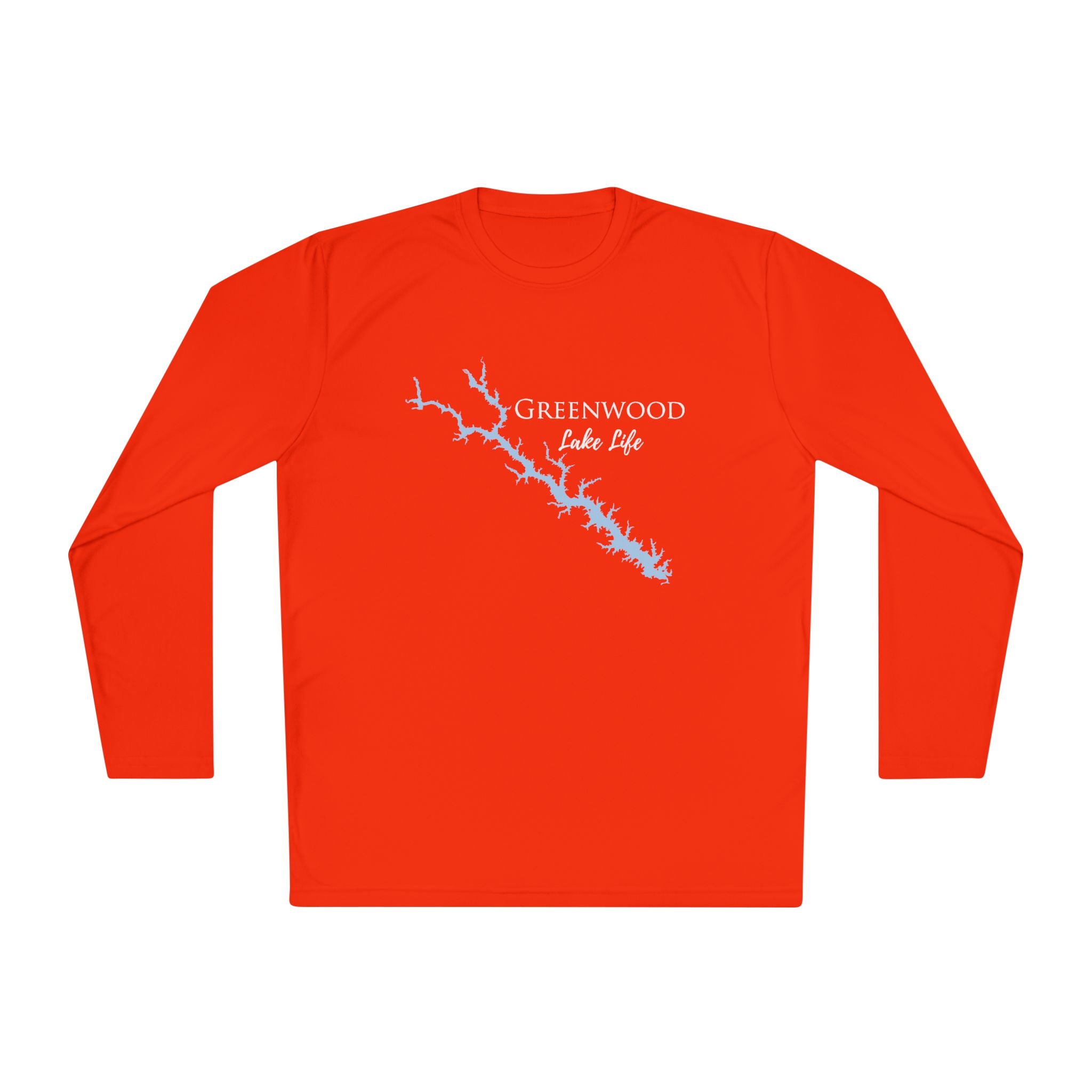 Greenwood Lake Life Dri-fit Boating Shirt – Breathable Material – Men's Long Sleeve Moisture Wicking Tee – South Carolina Lake