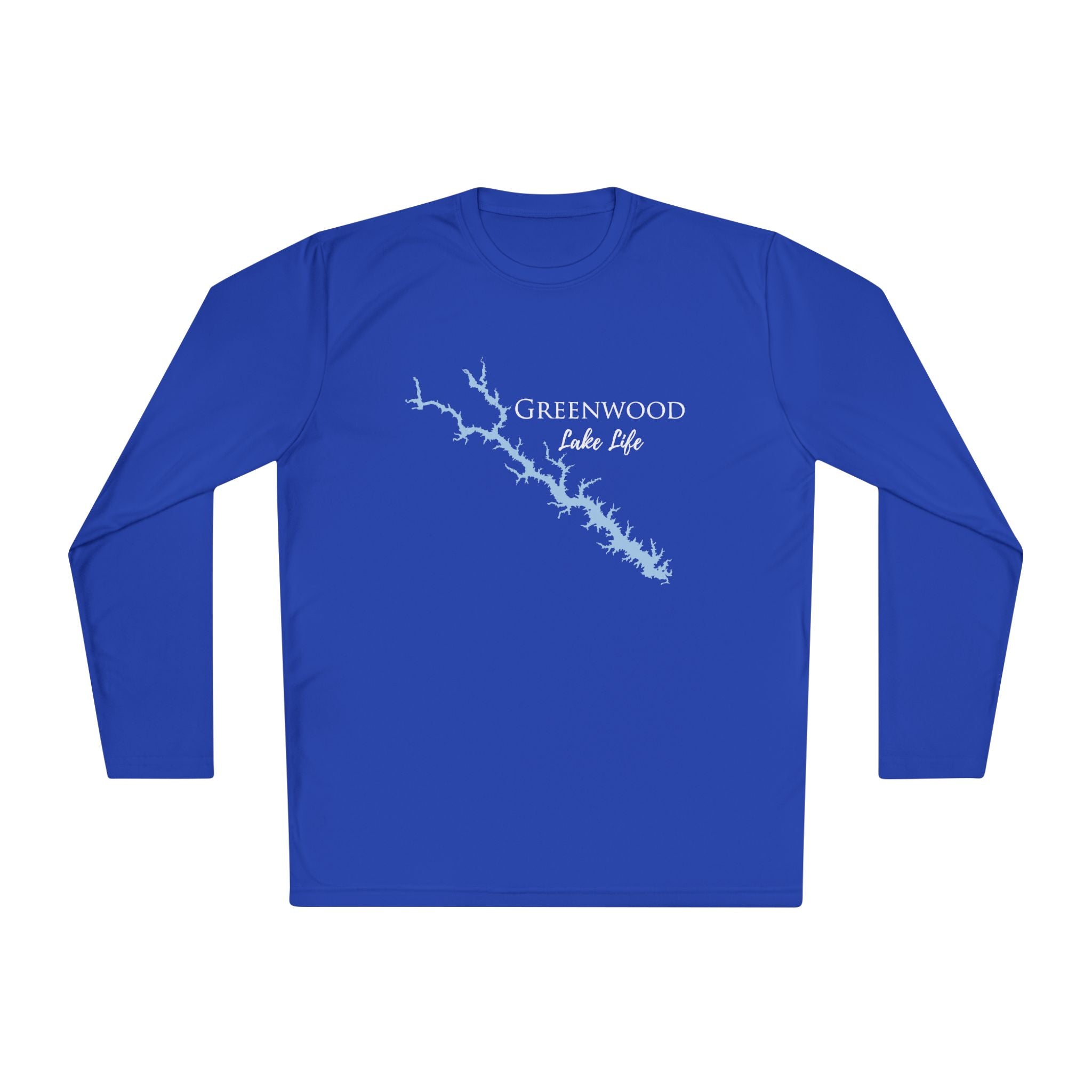 Greenwood Lake Life Dri-fit Boating Shirt – Breathable Material – Men's Long Sleeve Moisture Wicking Tee – South Carolina Lake