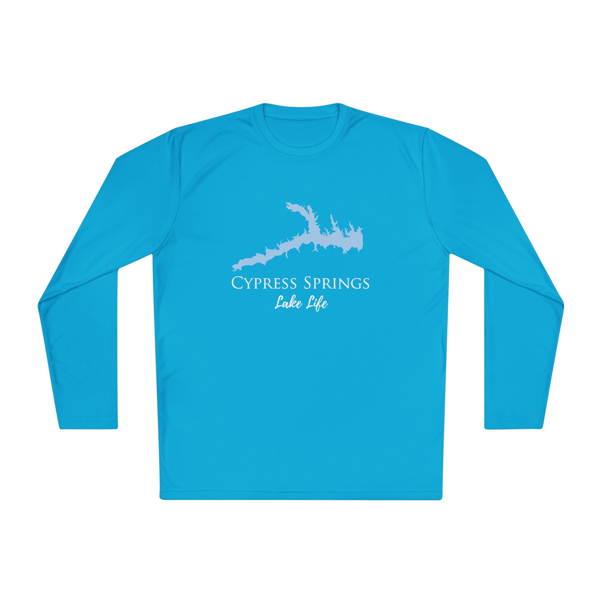 Cypress Springs Lake Life Dri-fit Boating Shirt – Breathable Material – Men's Long Sleeve Moisture Wicking Tee – Texas Lake