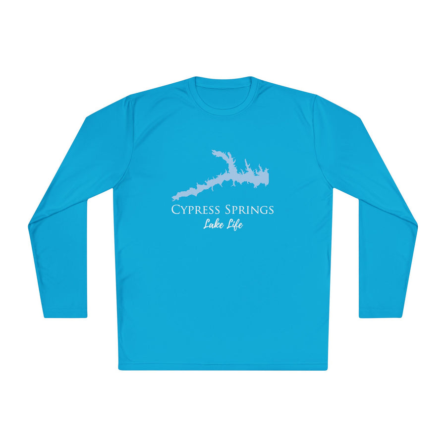 Cypress Springs Lake Life Dri-fit Boating Shirt – Breathable Material – Men's Long Sleeve Moisture Wicking Tee – Texas Lake