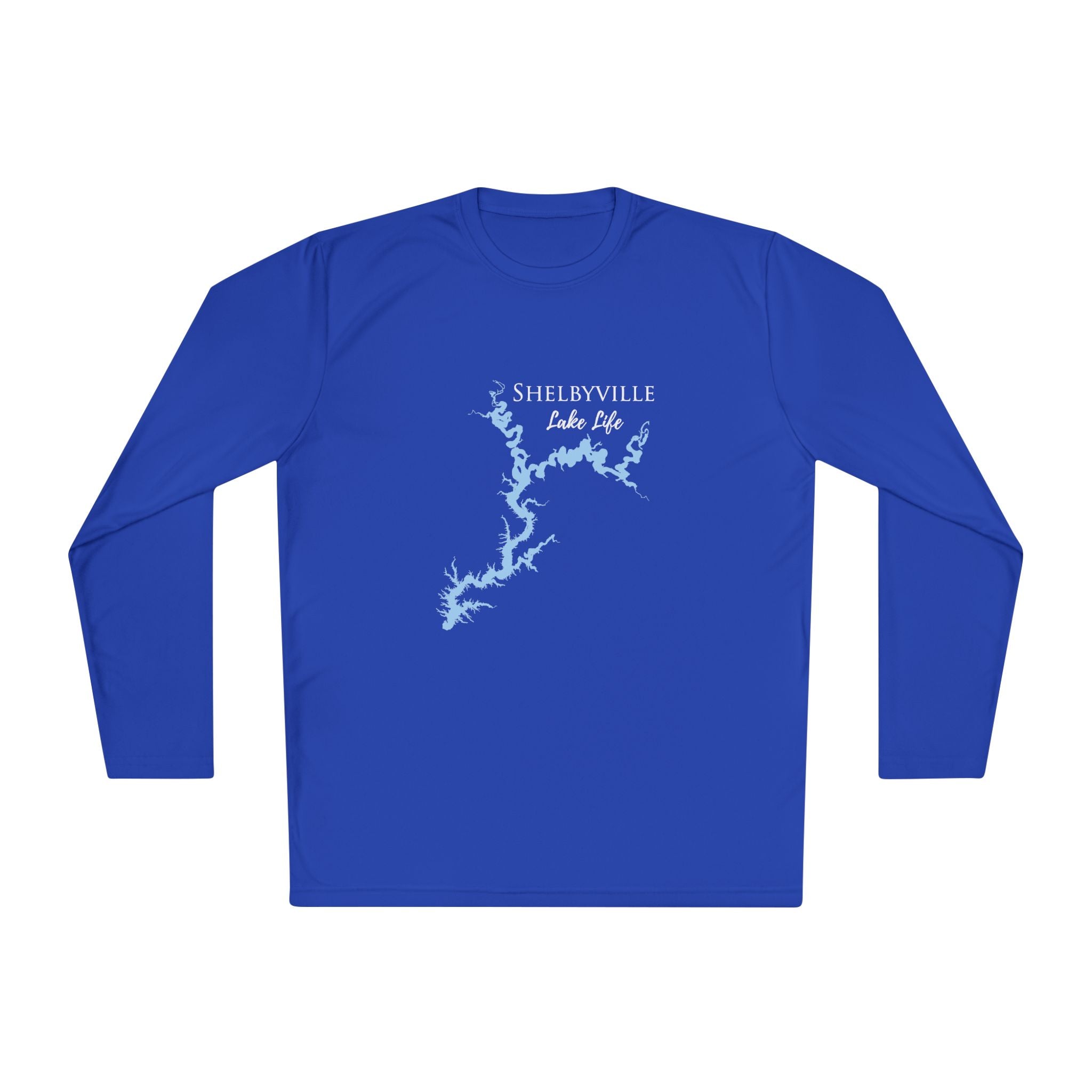 Shelbyville Lake Life Dri-fit Boating Shirt – Breathable Material – Men's Long Sleeve Moisture Wicking Tee – Illinois Lake