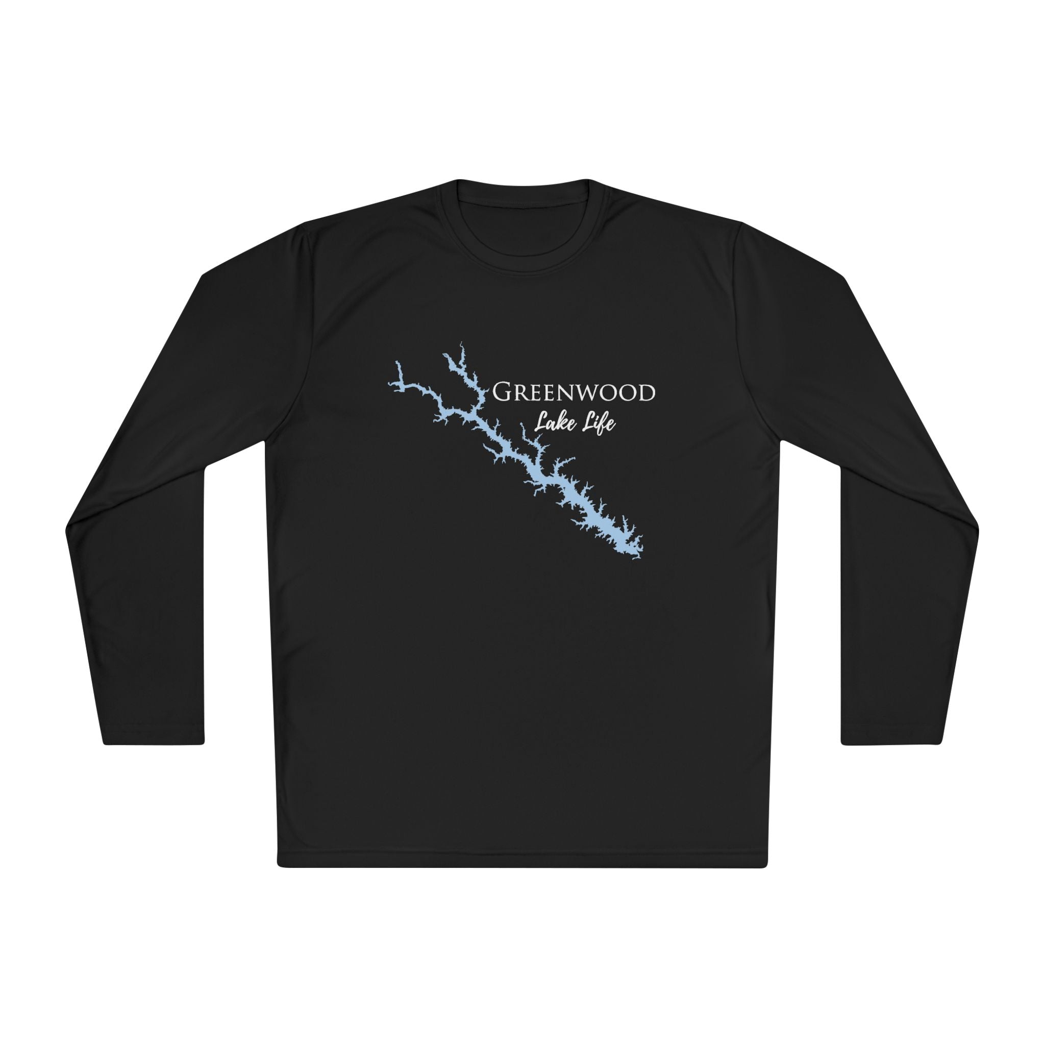 Greenwood Lake Life Dri-fit Boating Shirt – Breathable Material – Men's Long Sleeve Moisture Wicking Tee – South Carolina Lake