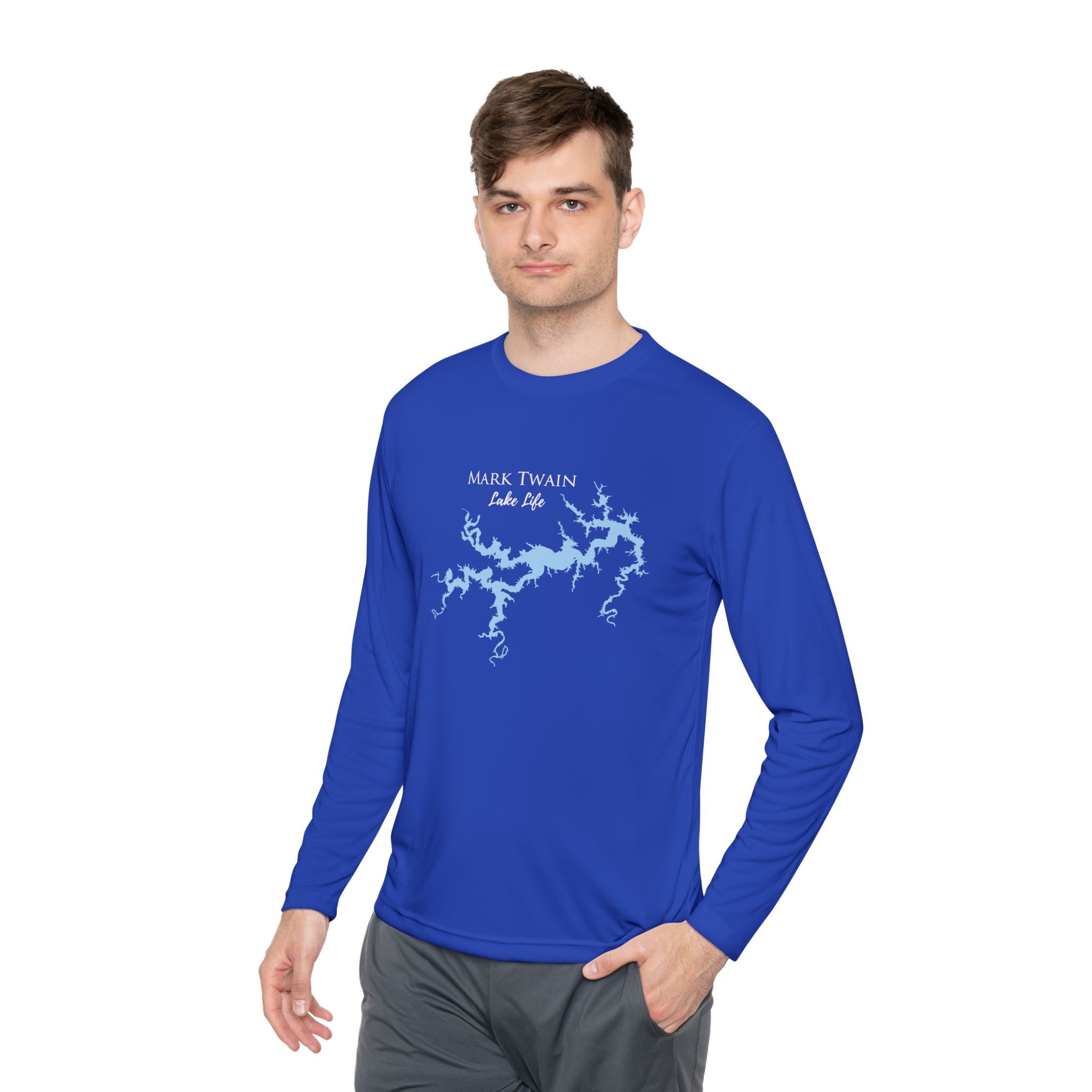 Mark Twain Lake Life Dri-fit Boating Shirt – Breathable Material – Men's Long Sleeve Moisture Wicking Tee – Missouri Lake