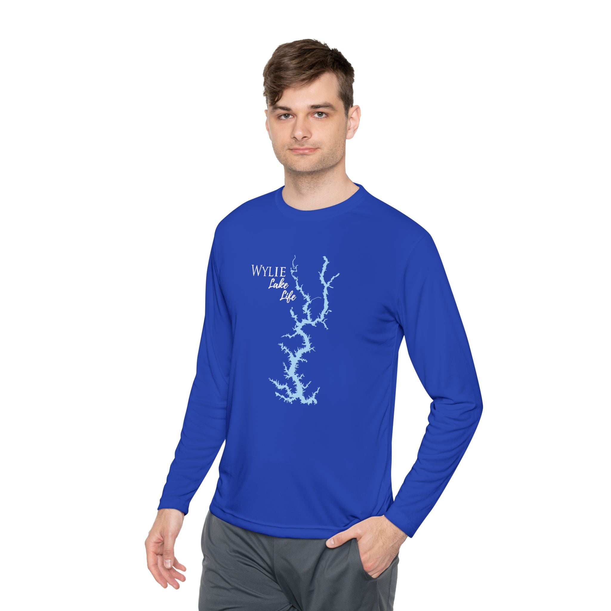 Wylie Lake Life Dri-fit Boating Shirt – Breathable Material – Men's Long Sleeve Moisture Wicking Tee – South Carolina Lake