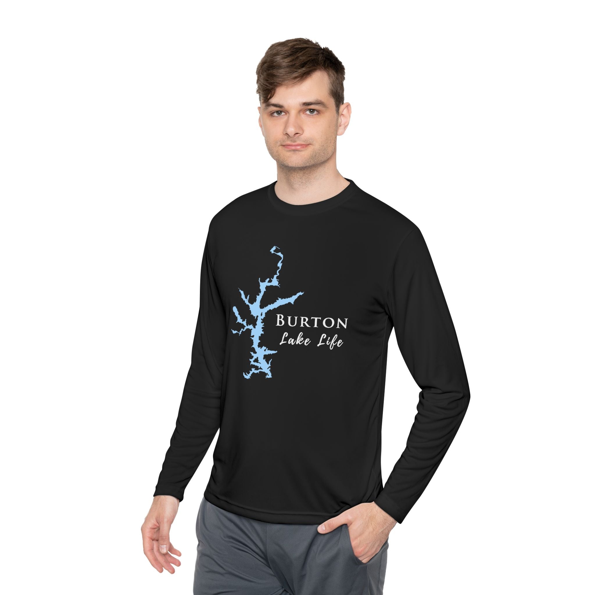 Burton Lake Life Dri-fit Boating Shirt – Breathable Material – Men's Long Sleeve Moisture Wicking Tee – Georgia Lake