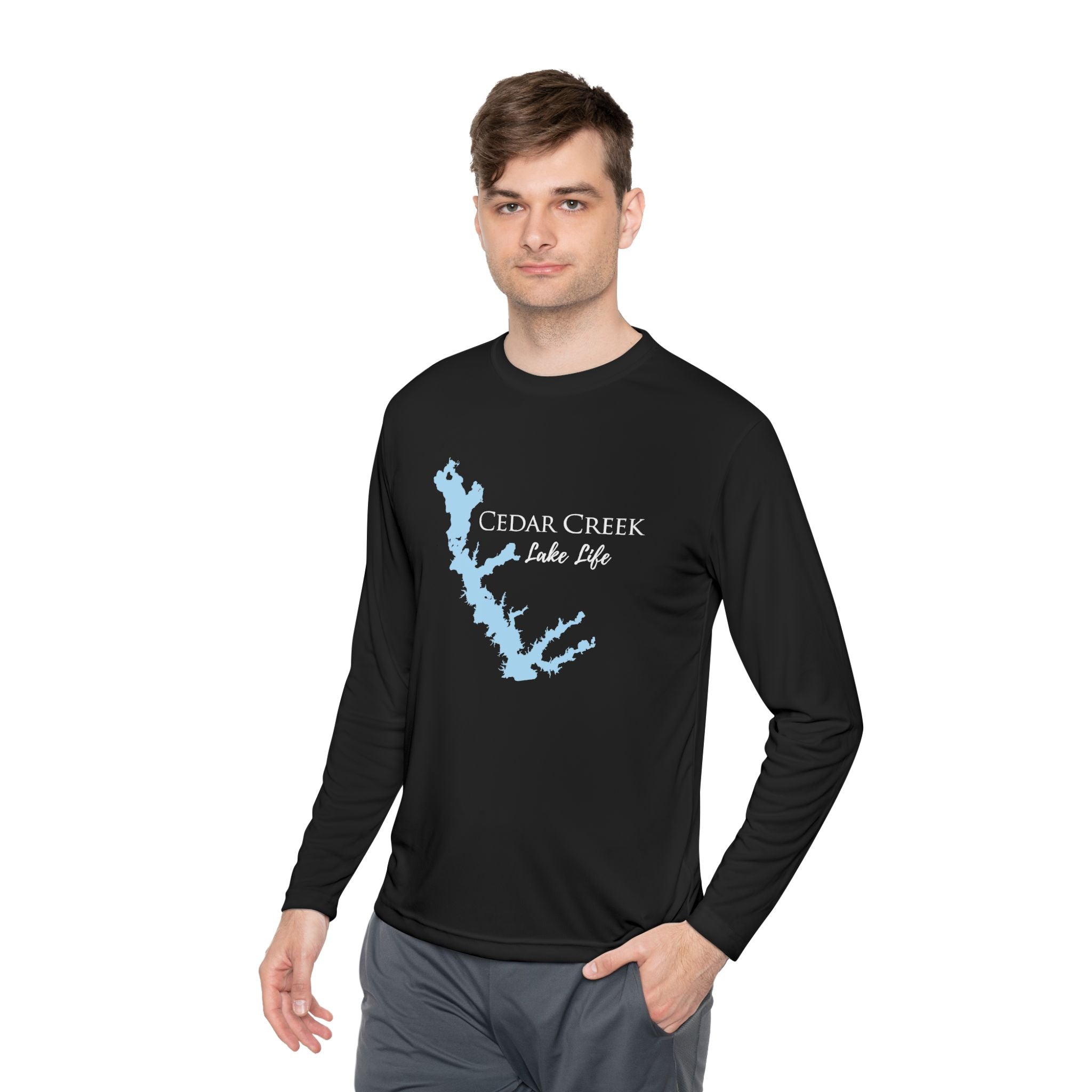 Cedar Creek Lake Life Dri-fit Boating Shirt – Breathable Material – Men's Long Sleeve Moisture Wicking Tee – Texas Lake