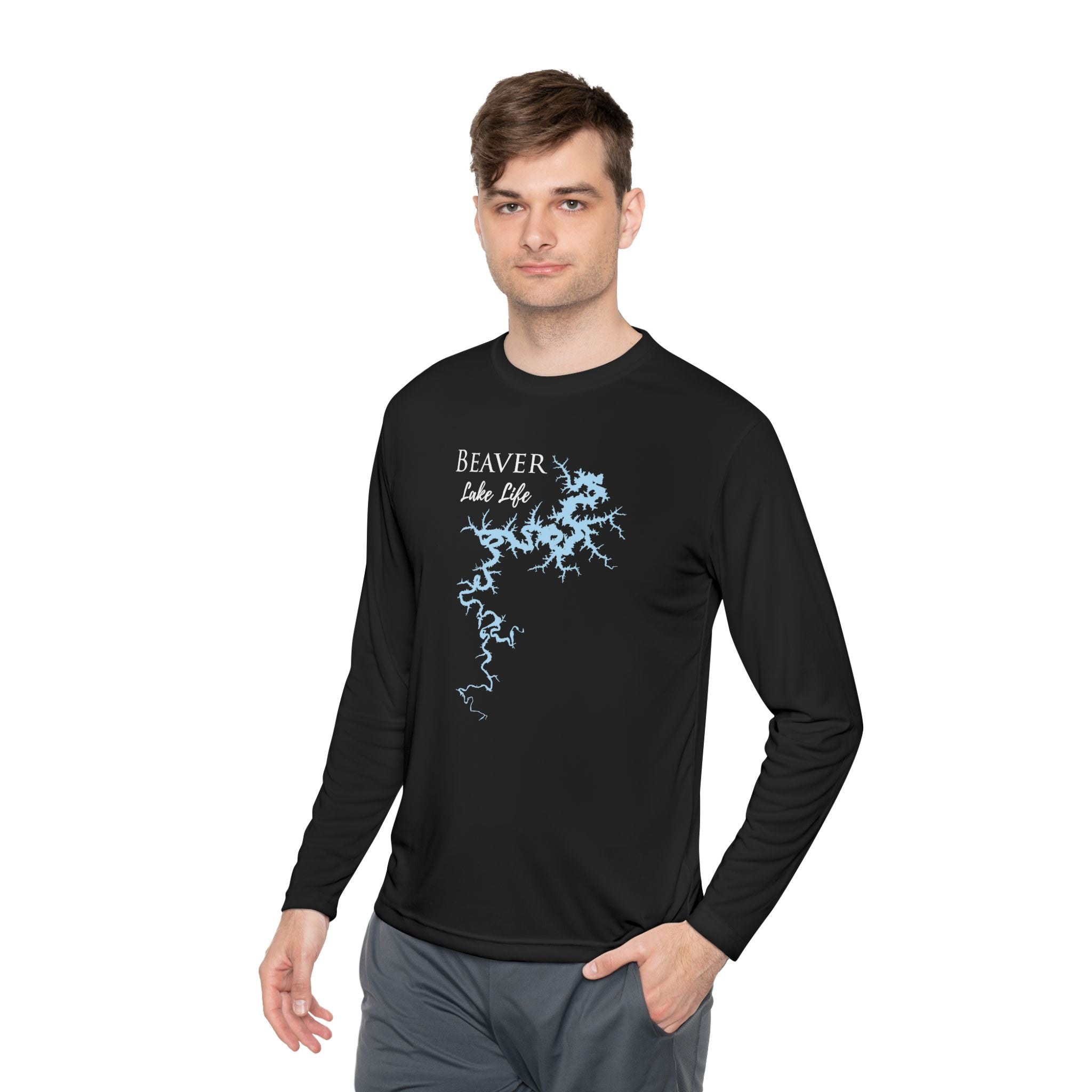 Beaver Lake Life Dri-fit Boating Shirt – Breathable Material – Men's Long Sleeve Moisture Wicking Tee – Arkansas Lake