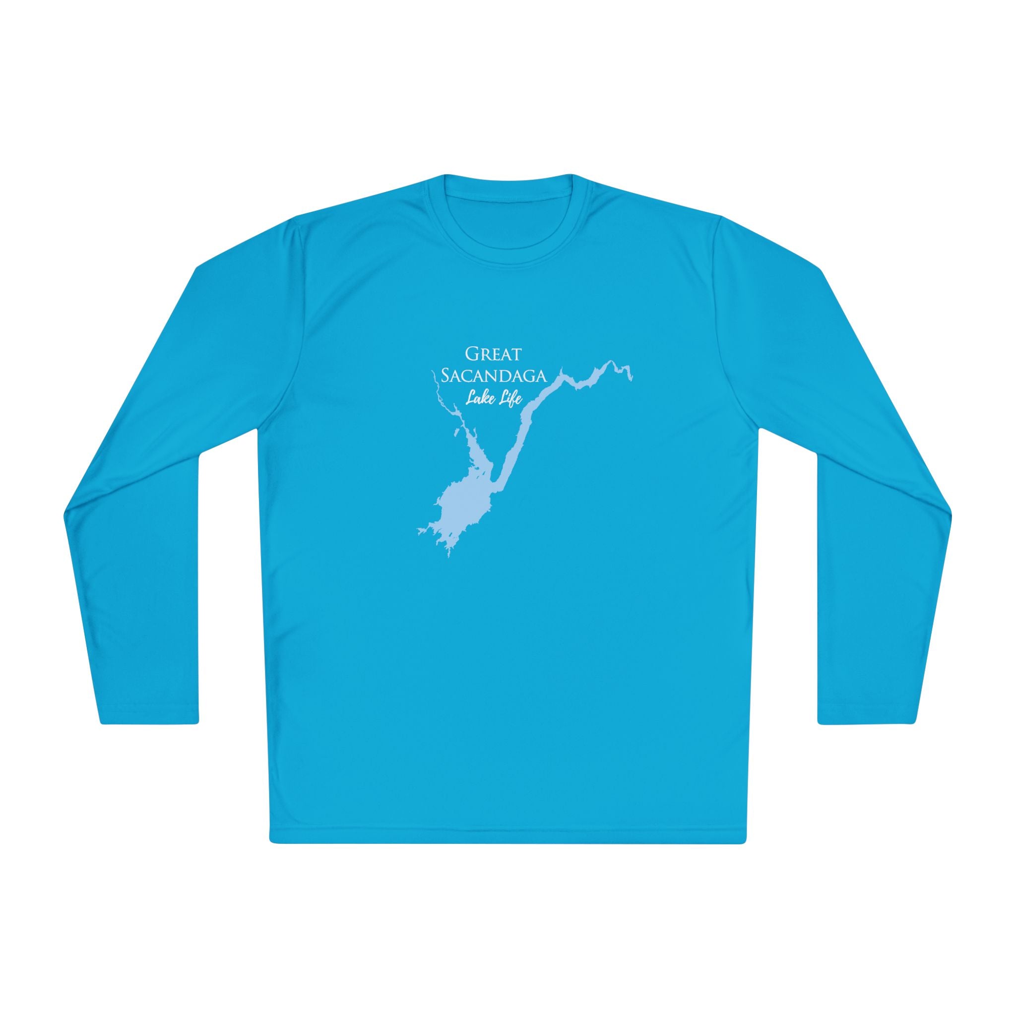Great Sacandaga Lake Life Dri-fit Boating Shirt – Breathable Material – Men's Long Sleeve Moisture Wicking Tee – New York Lake