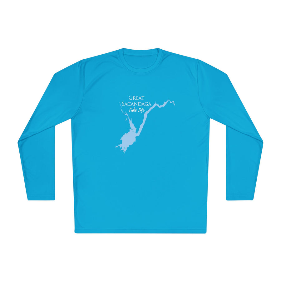 Great Sacandaga Lake Life Dri-fit Boating Shirt – Breathable Material – Men's Long Sleeve Moisture Wicking Tee – New York Lake