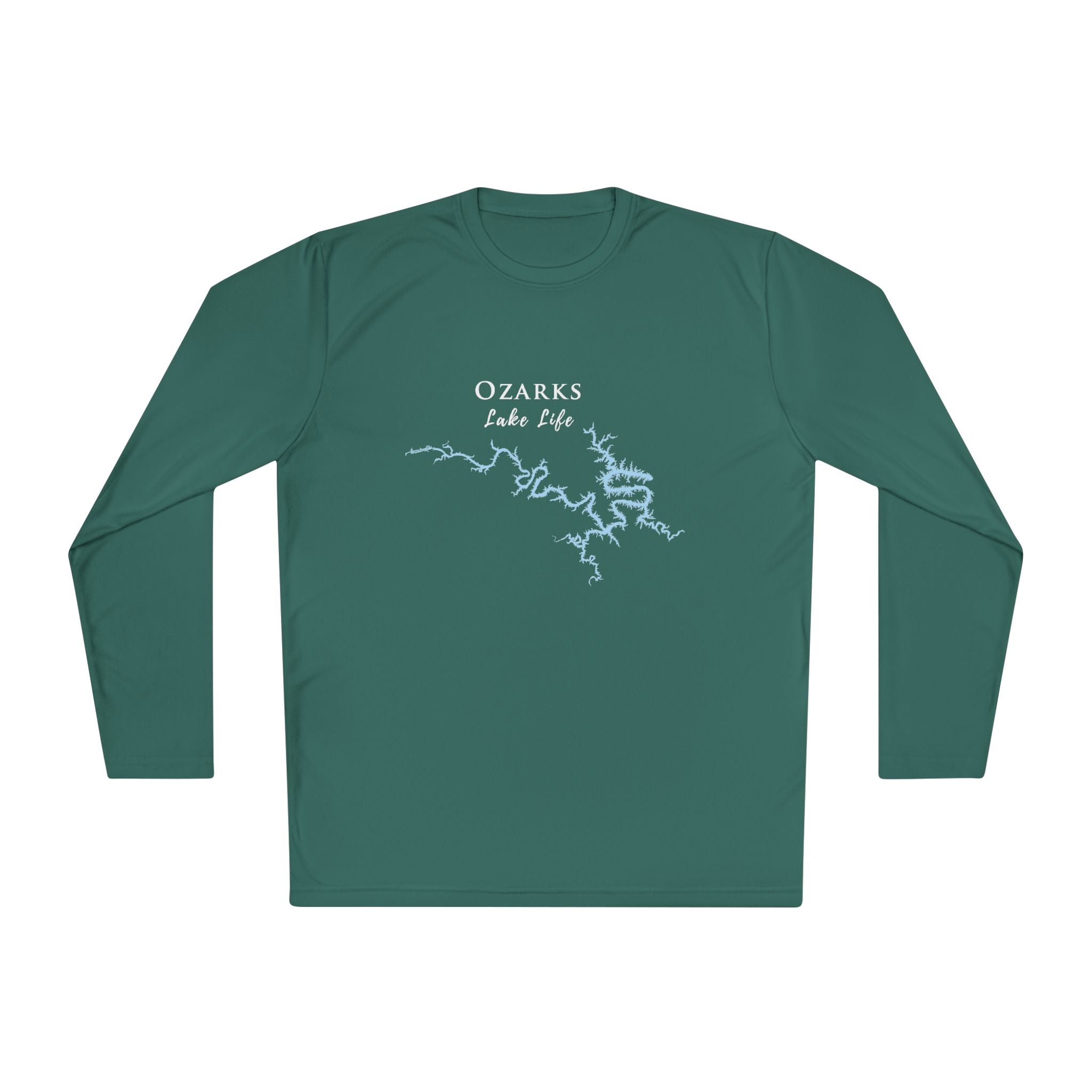 Ozarks Lake Life Dri-fit Boating Shirt – Breathable Material – Men's Long Sleeve Moisture Wicking Tee – Arkansas Lake