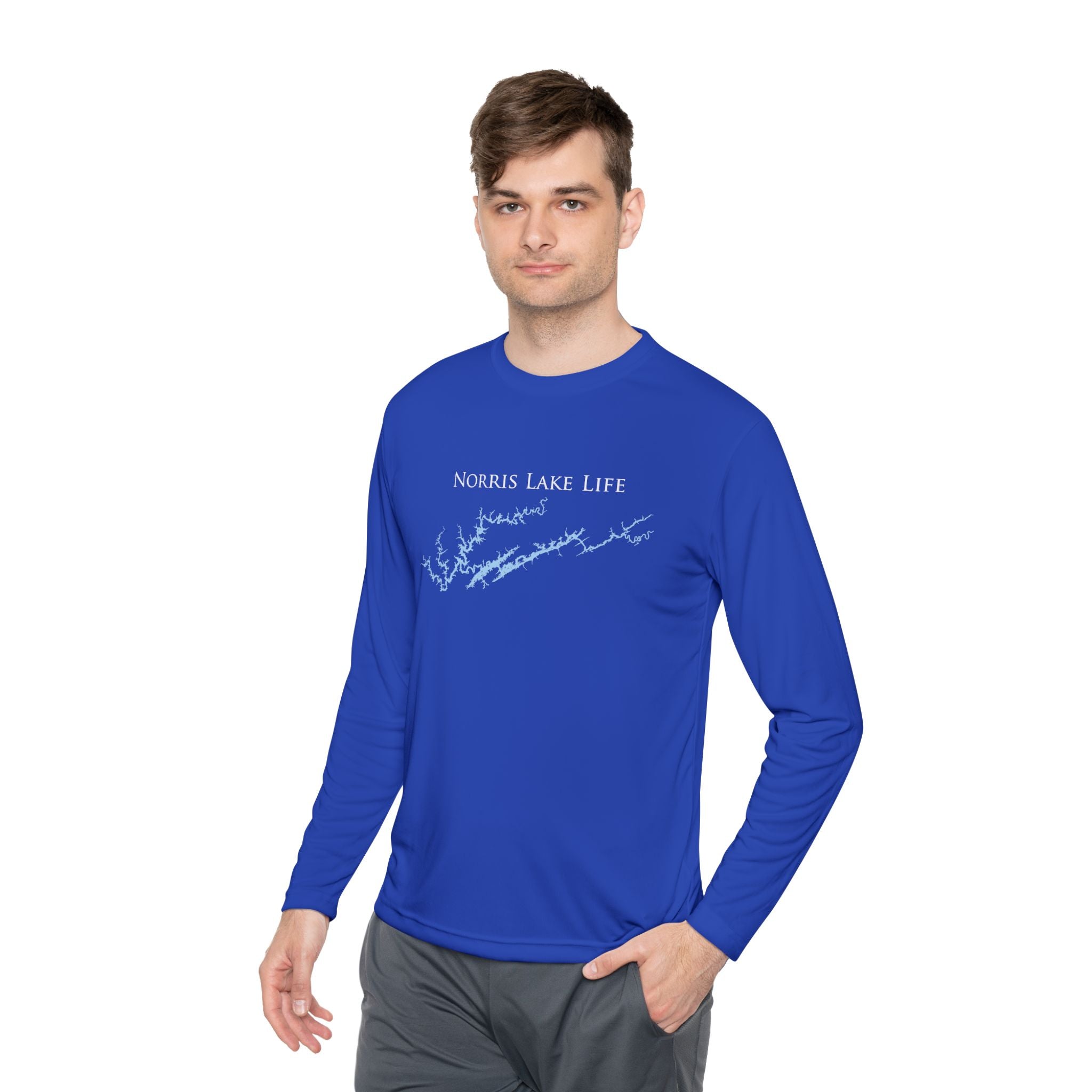 Norris Lake Life Dri-fit Boating Shirt – Breathable Material – Men's Long Sleeve Moisture Wicking Tee – Tennessee Lake