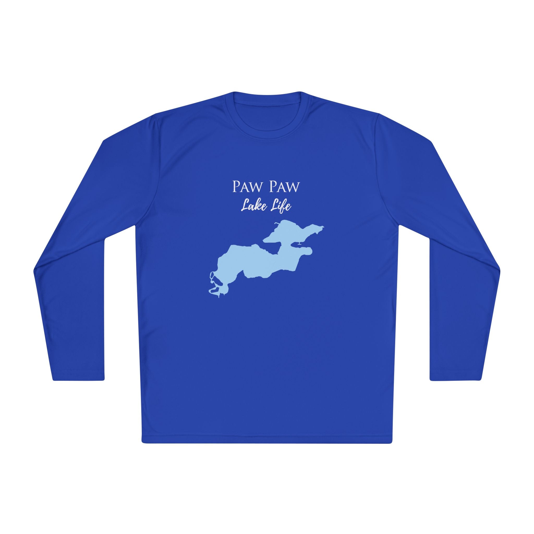 Paw Paw Lake Life Dri-fit Boating Shirt – Breathable Material – Men's Long Sleeve Moisture Wicking Tee – Michigan Lake