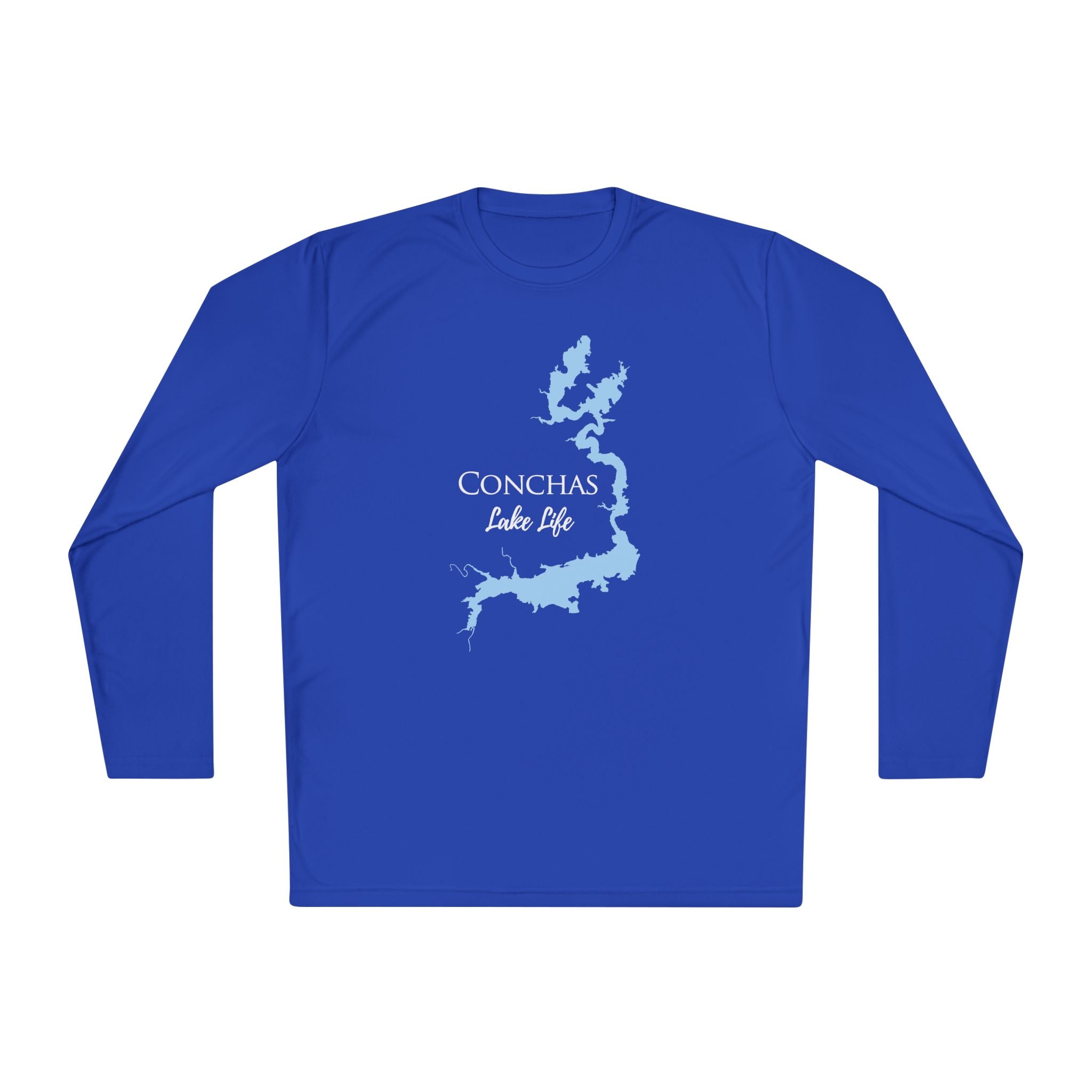 Conchas Lake Life Dri-fit Boating Shirt – Breathable Material – Men's Long Sleeve Moisture Wicking Tee – New Mexico Lake