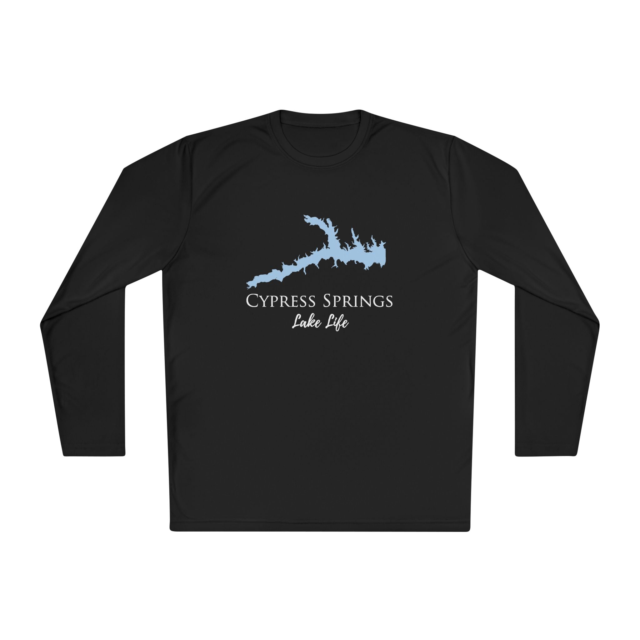 Cypress Springs Lake Life Dri-fit Boating Shirt – Breathable Material – Men's Long Sleeve Moisture Wicking Tee – Texas Lake