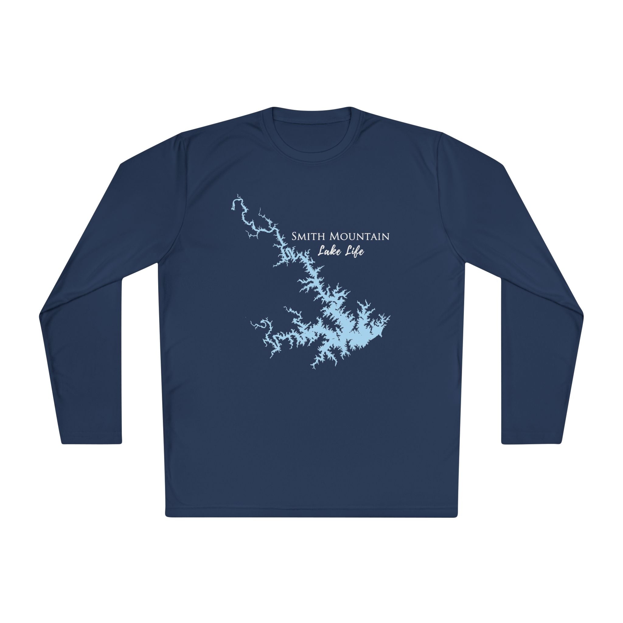 Smith Mountain Lake Life Dri-fit Boating Shirt – Breathable Material – Men's Long Sleeve Moisture Wicking Tee – Virginia Lake