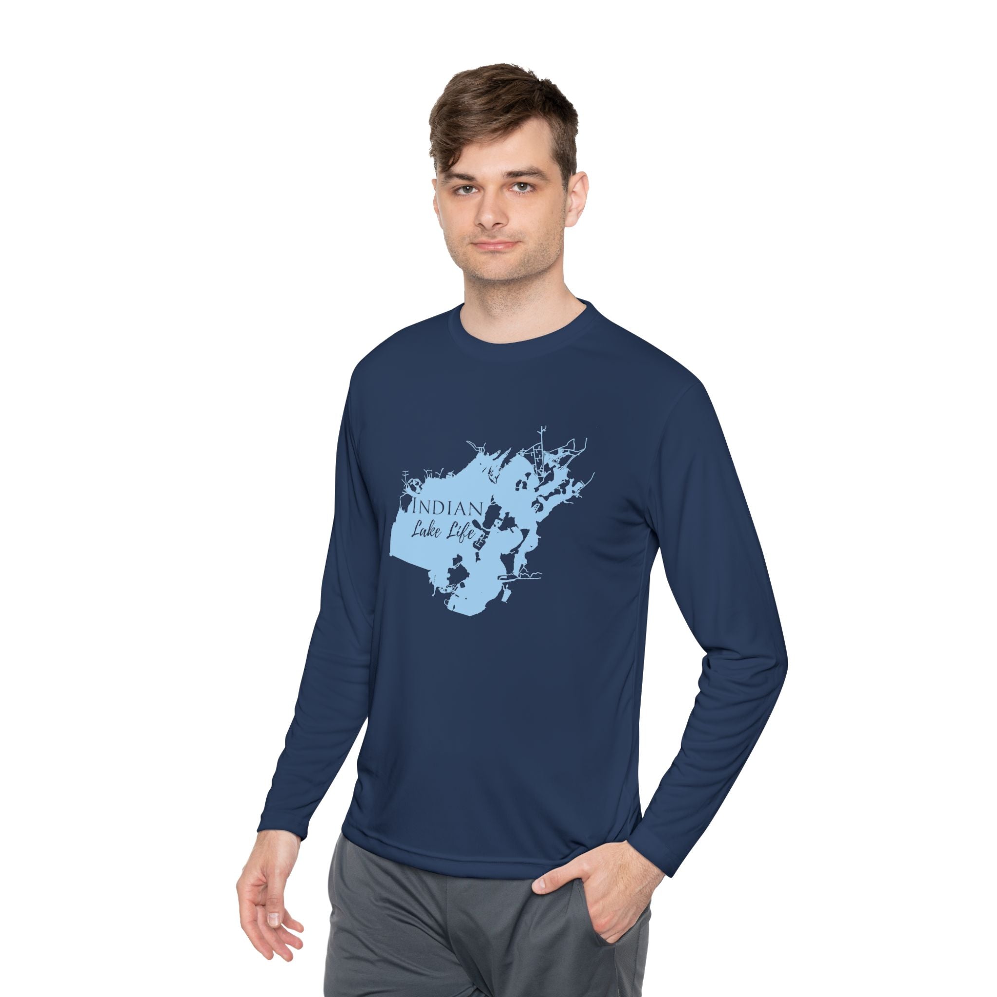 Indian Lake Life Dri-fit Boating Shirt – Breathable Material – Men's Long Sleeve Moisture Wicking Tee – Ohio Lake