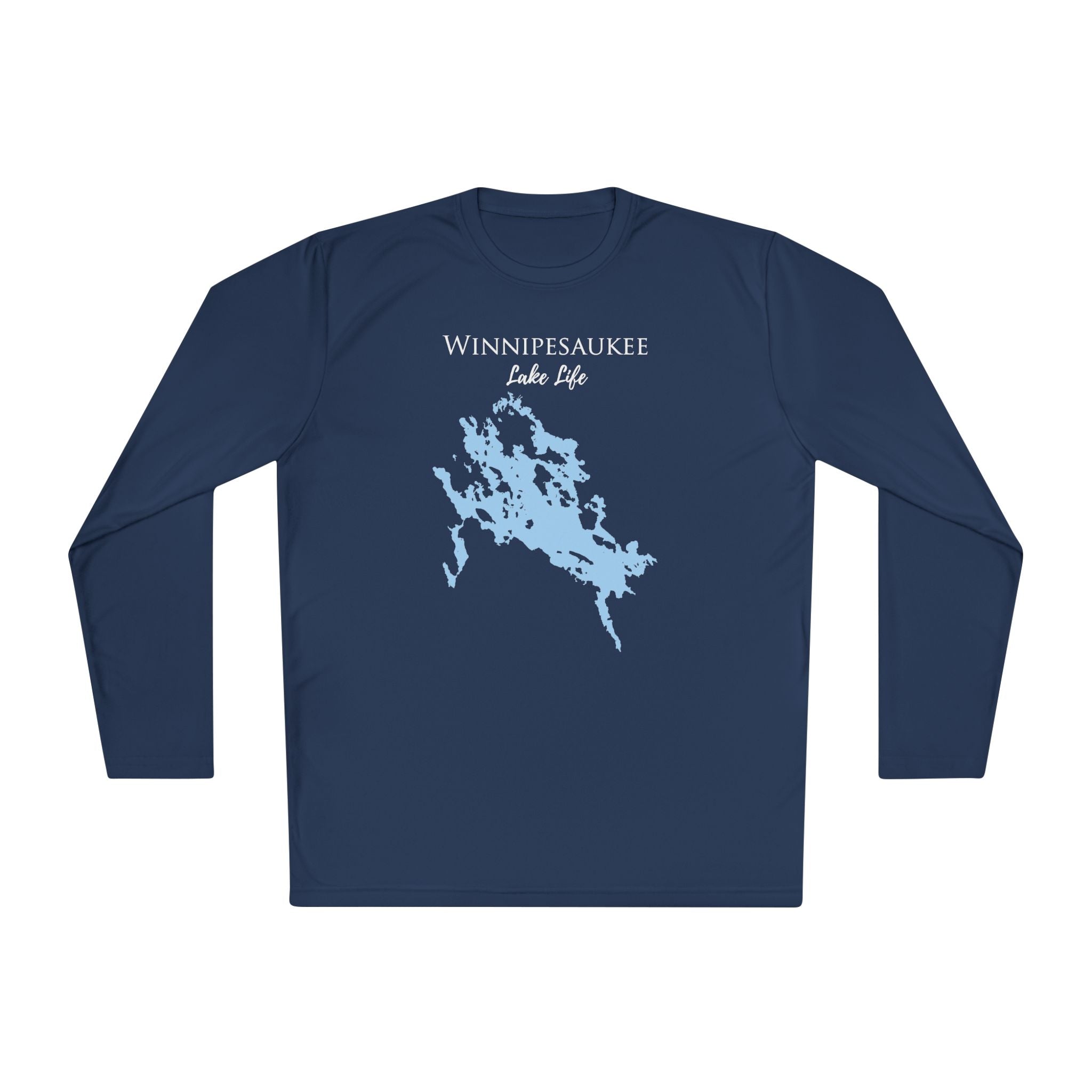 Winnipesaukee Lake Life Dri-fit Boating Shirt – Breathable Material – Men's Long Sleeve Moisture Wicking Tee – New Hampshire Lake