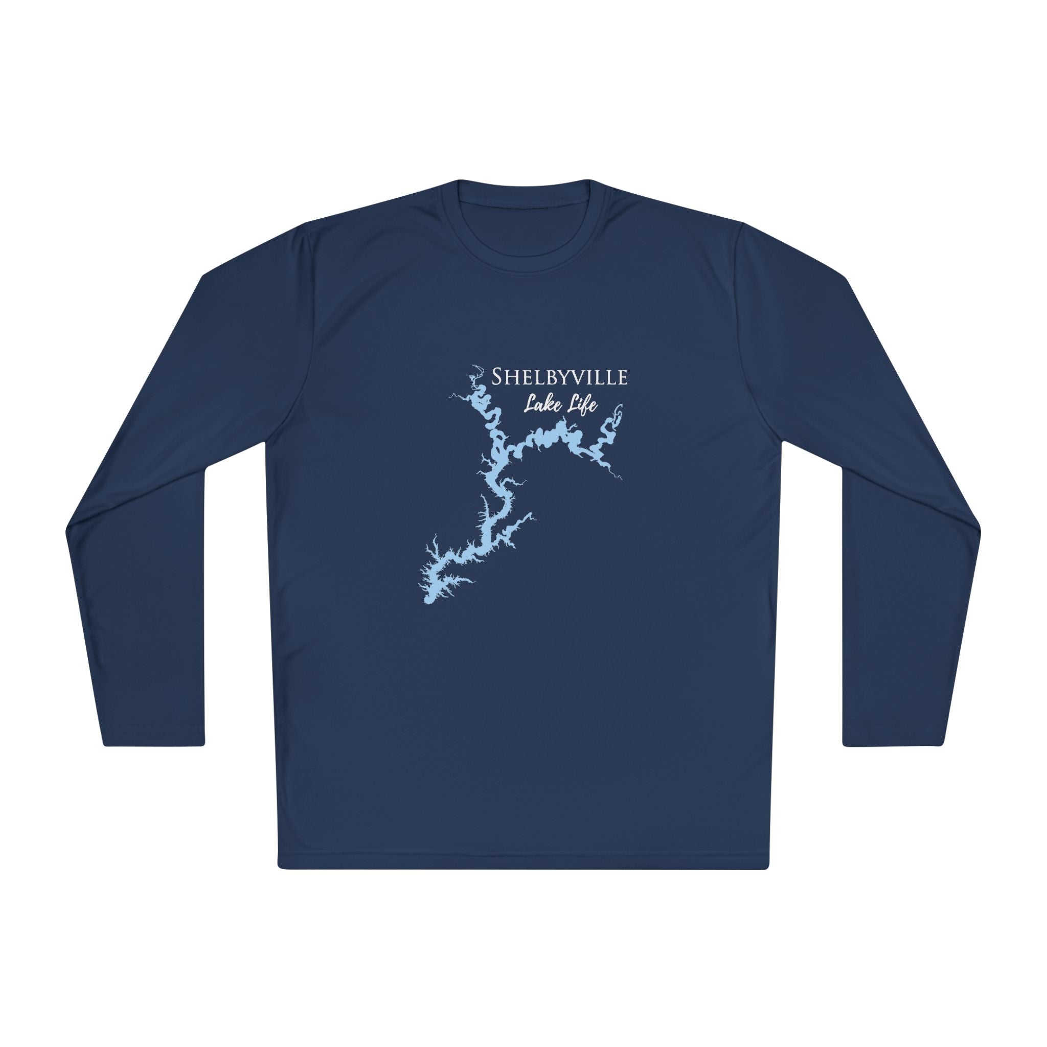 Shelbyville Lake Life Dri-fit Boating Shirt – Breathable Material – Men's Long Sleeve Moisture Wicking Tee – Illinois Lake