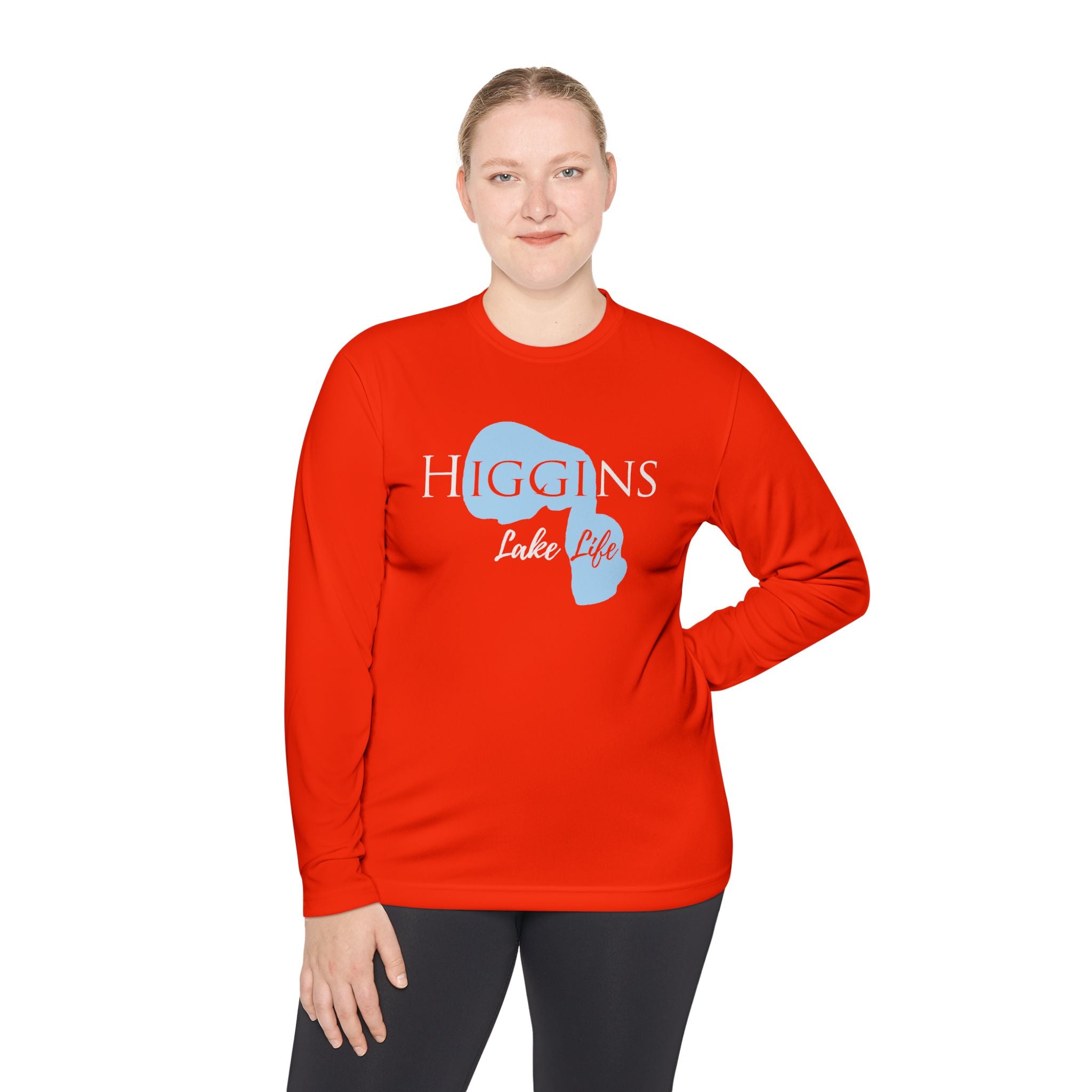 Higgins Lake Life Dri-fit Boating Shirt – Breathable Material – Men's Long Sleeve Moisture Wicking Tee – Michigan Lake