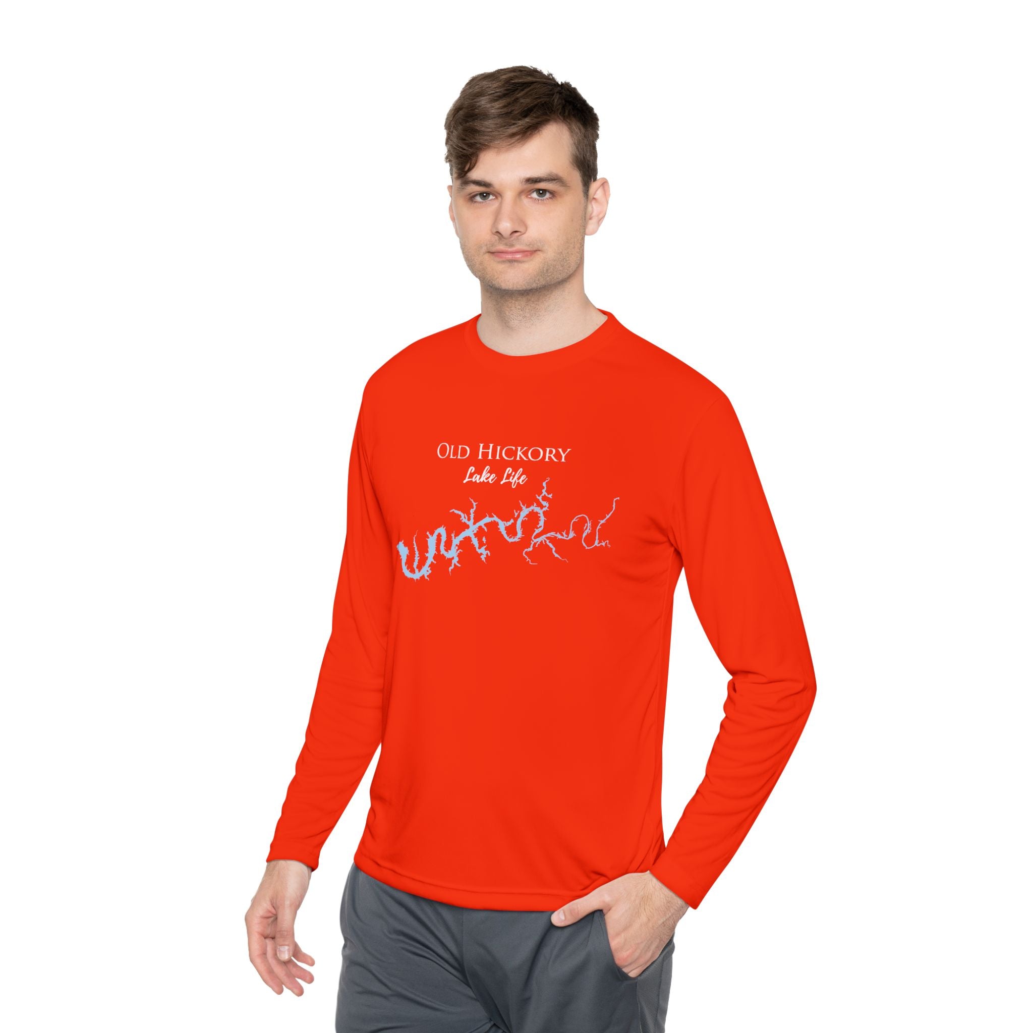 Old Hickory Lake Life Dri-fit Boating Shirt – Breathable Material – Men's Long Sleeve Moisture Wicking Tee – Tennessee Lake