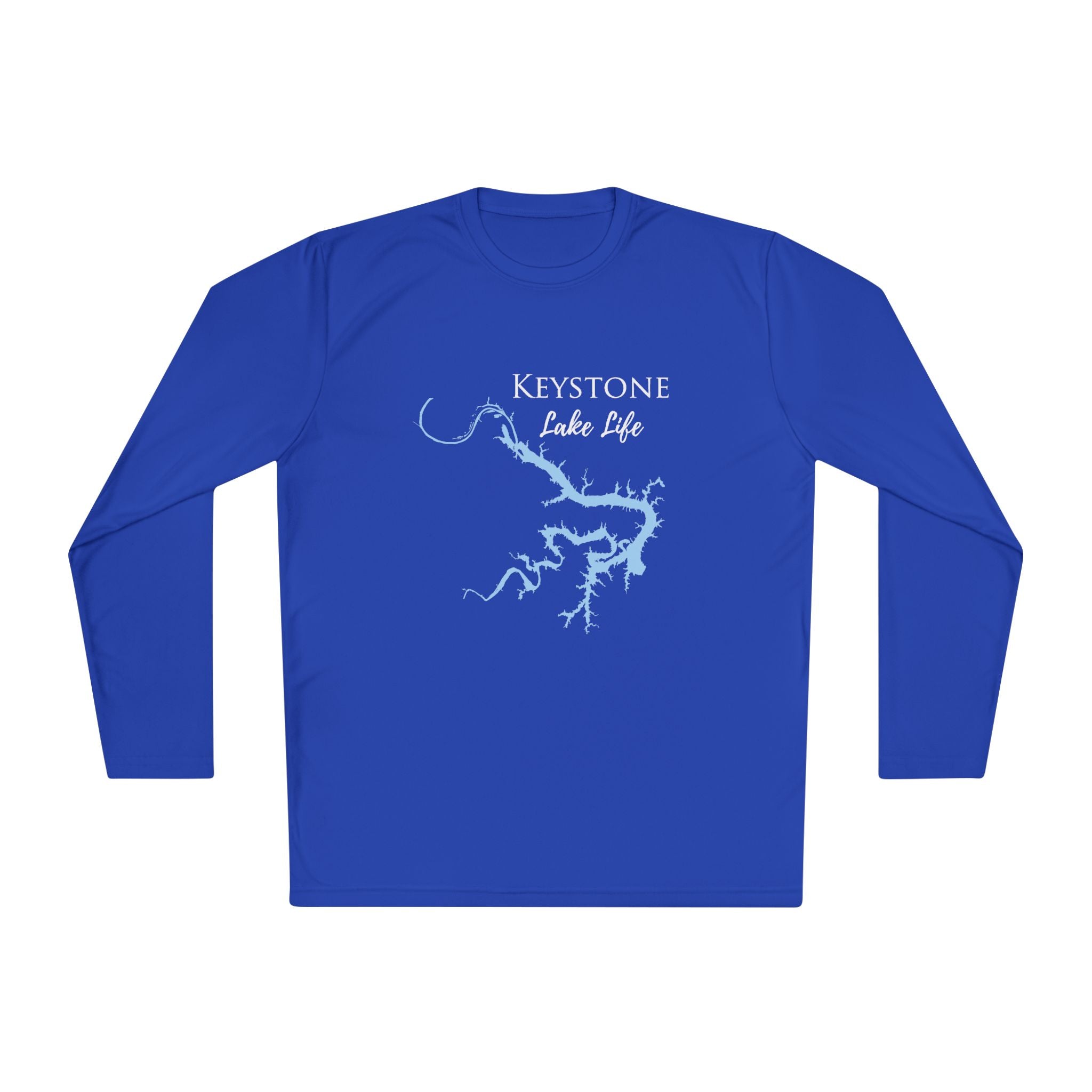 Keystone Lake Life Dri-fit Boating Shirt – Breathable Material – Men's Long Sleeve Moisture Wicking Tee – Oklahoma Lake