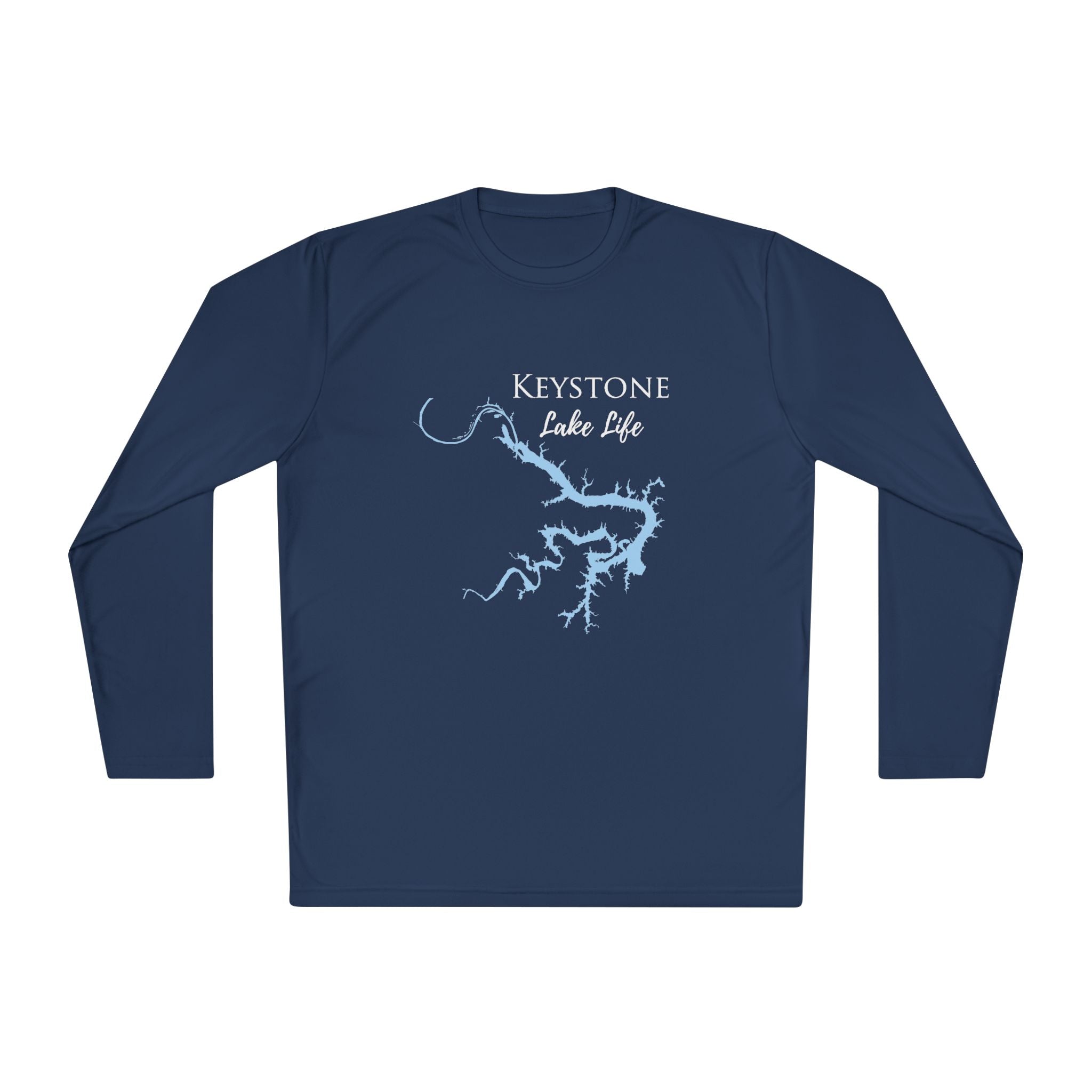 Keystone Lake Life Dri-fit Boating Shirt – Breathable Material – Men's Long Sleeve Moisture Wicking Tee – Oklahoma Lake