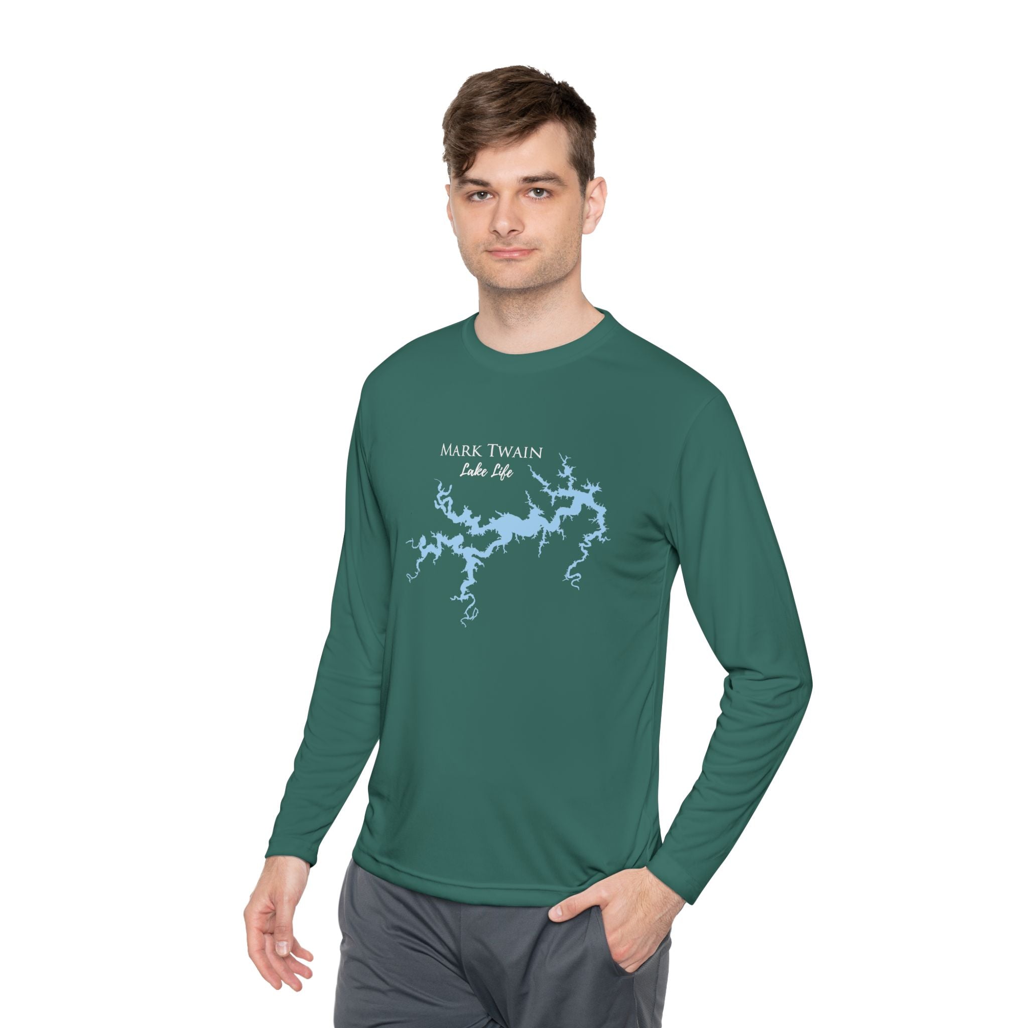 Mark Twain Lake Life Dri-fit Boating Shirt – Breathable Material – Men's Long Sleeve Moisture Wicking Tee – Missouri Lake