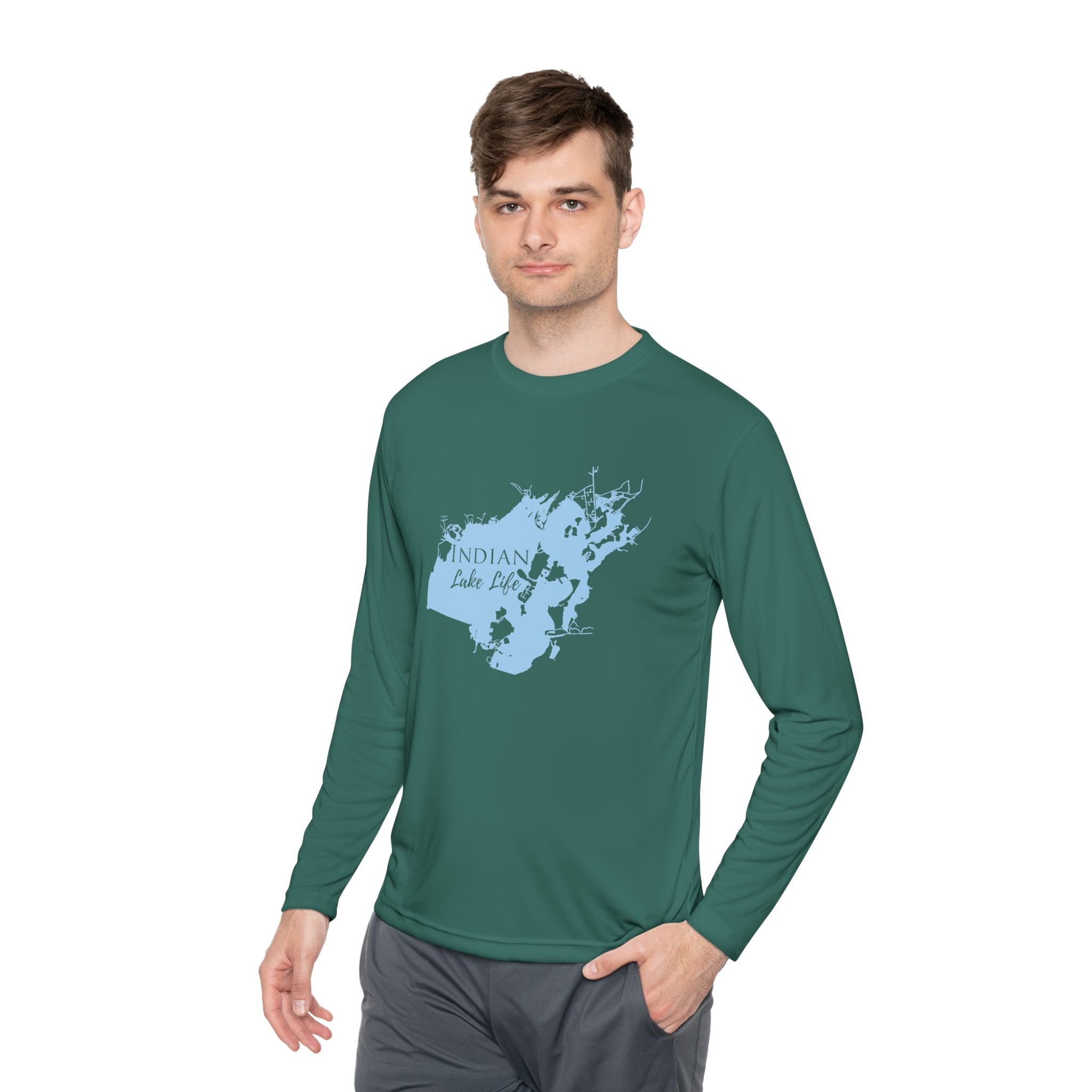 Indian Lake Life Dri-fit Boating Shirt – Breathable Material – Men's Long Sleeve Moisture Wicking Tee – Ohio Lake