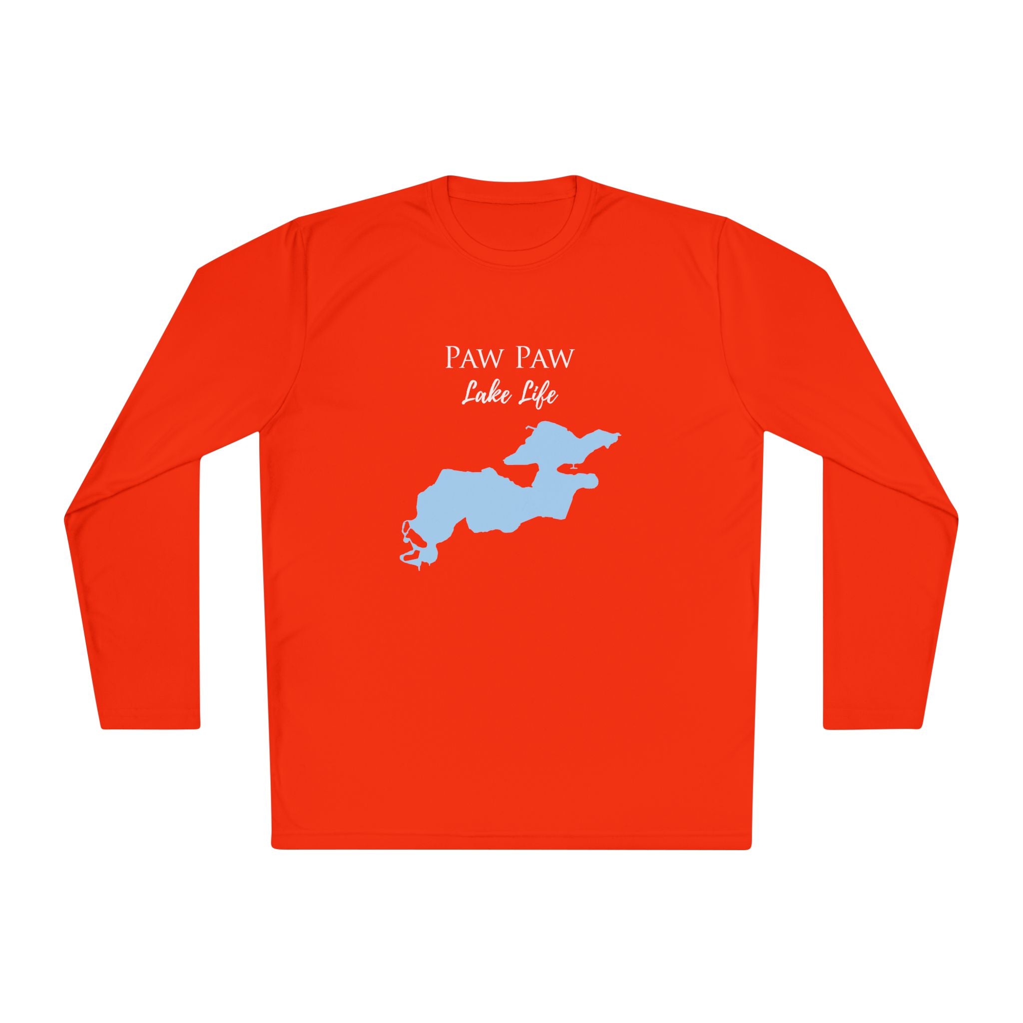 Paw Paw Lake Life Dri-fit Boating Shirt – Breathable Material – Men's Long Sleeve Moisture Wicking Tee – Michigan Lake