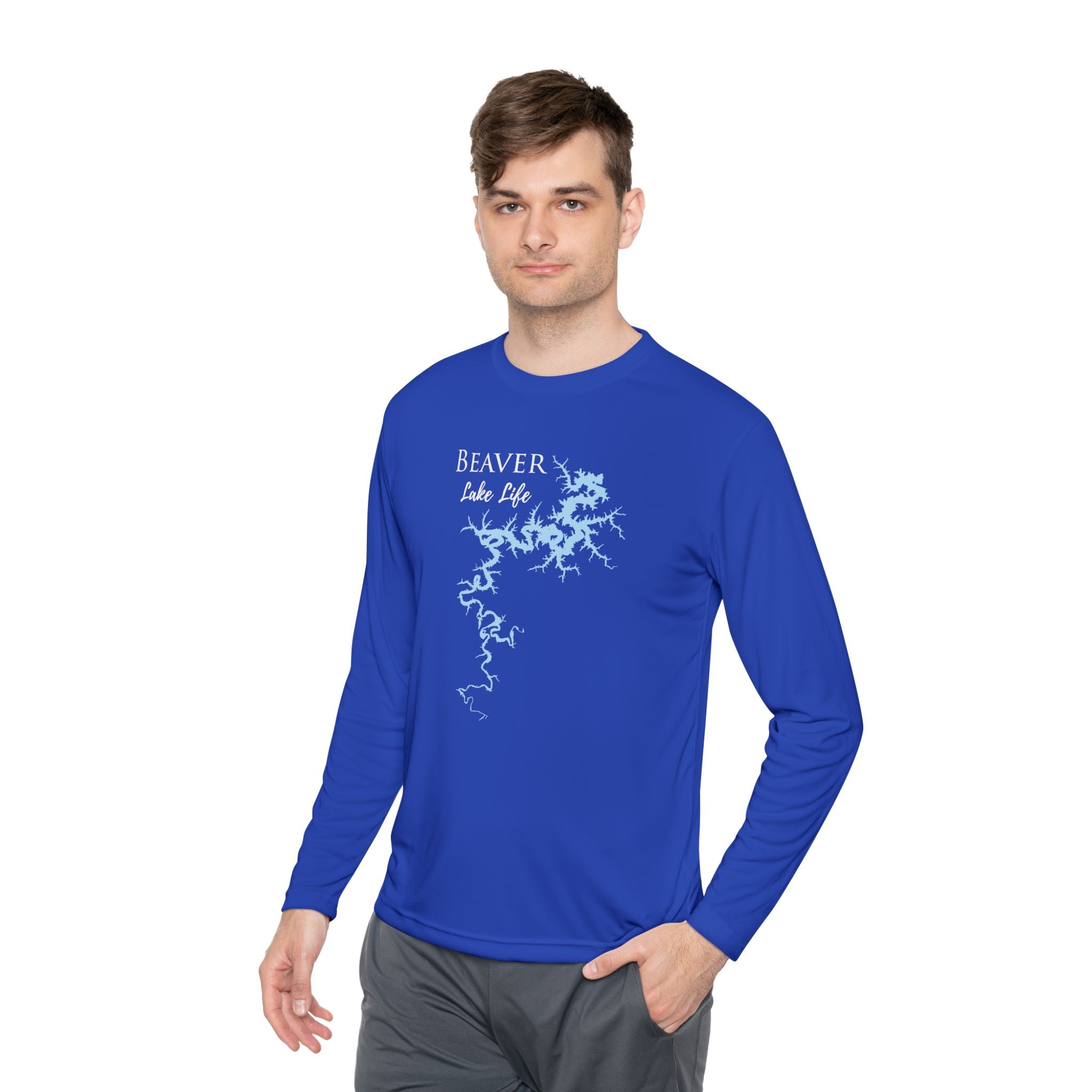 Beaver Lake Life Dri-fit Boating Shirt – Breathable Material – Men's Long Sleeve Moisture Wicking Tee – Arkansas Lake