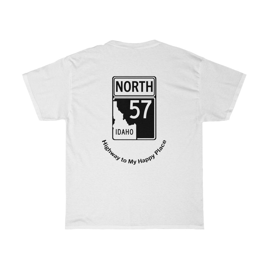 Hwy 57 - Highway to my Happy Place - Priest Lake Heavy Cotton Tee - Idaho Lake