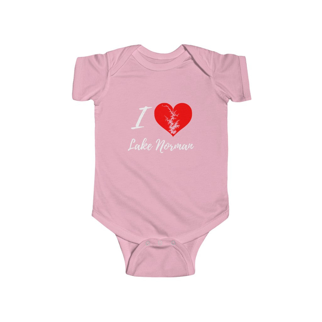 Cute! I Love Lake Norman Onsie | Infant Fine Jersey Bodysuit Lake Norman outside of Charlotte Onsie