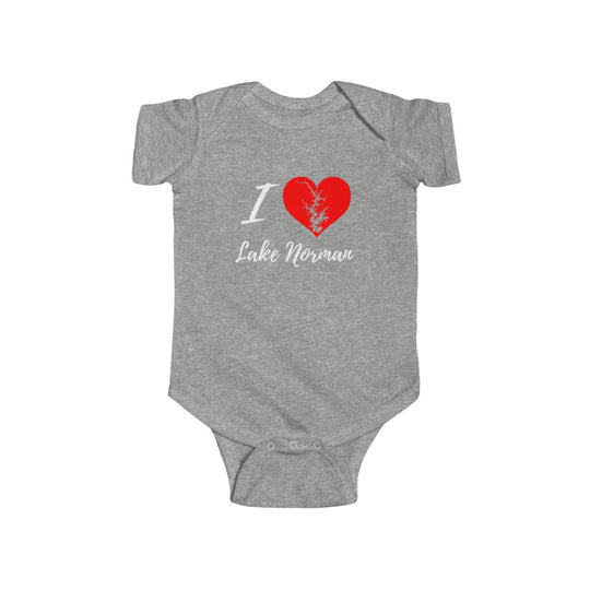 Cute! I Love Lake Norman - Infant Fine Jersey Bodysuit - Heart - North Carolina Lake