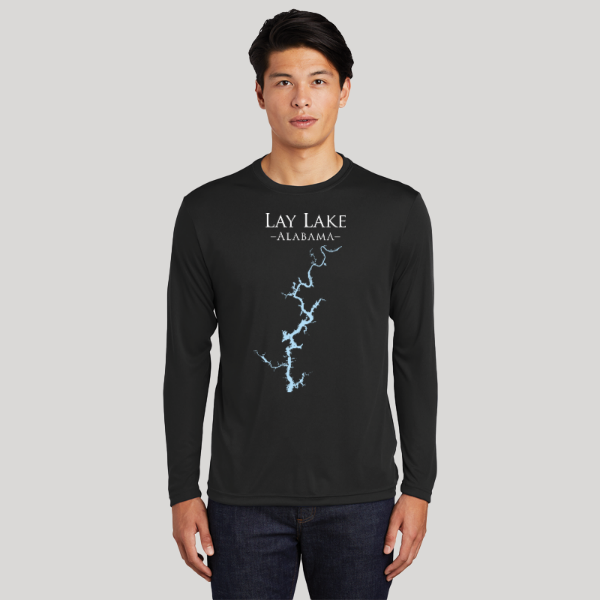 Lay Lake Alabama Dri-fit Boating Shirt - Breathable Material- Men's Long Sleeve Moisture Wicking Tee - Alabama Lake