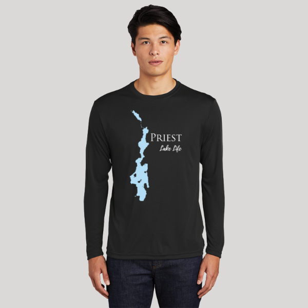 Priest Lake Life Dri-fit Boating Shirt - Breathable Material- Men's Long Sleeve Moisture Wicking Tee - Idaho Lake