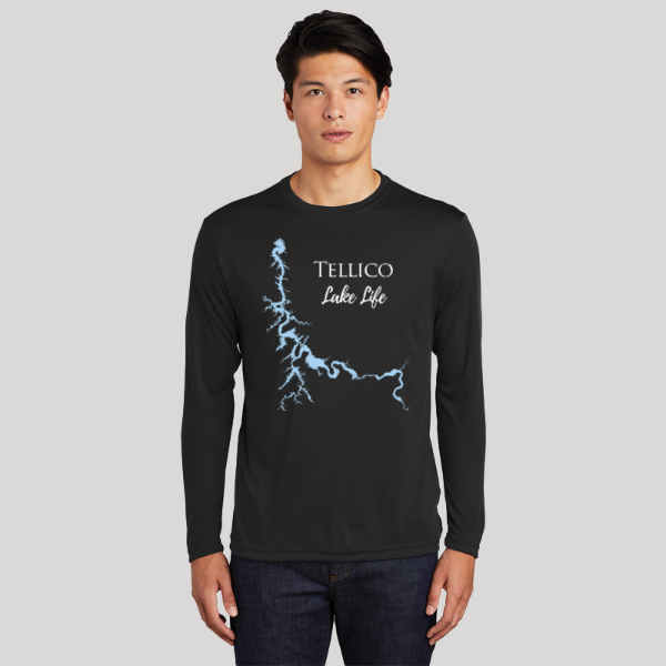 Tellico Lake Life Dri-fit Boating Shirt - Breathable Material- Men's Long Sleeve Moisture Wicking Tee - Tennessee Lake