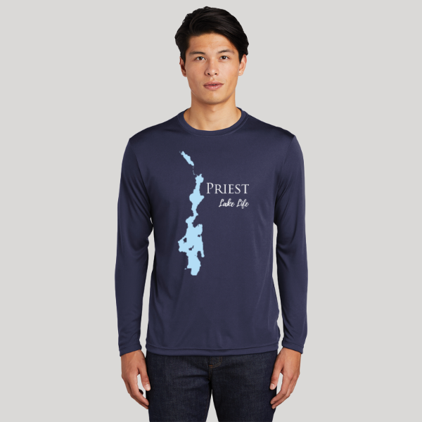 Priest Lake Life Dri-fit Boating Shirt - Breathable Material- Men's Long Sleeve Moisture Wicking Tee - Idaho Lake