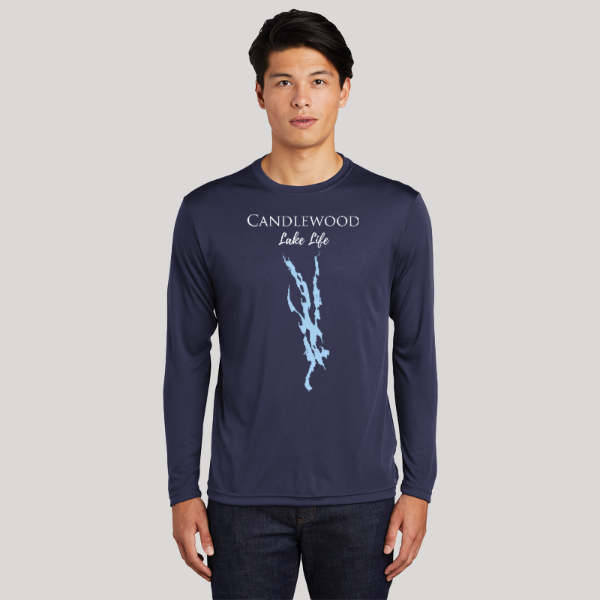 Candlewood Lake Life Dri-fit Boating Shirt - Breathable Material- Men's Long Sleeve Moisture Wicking Tee - Connecticut Lake
