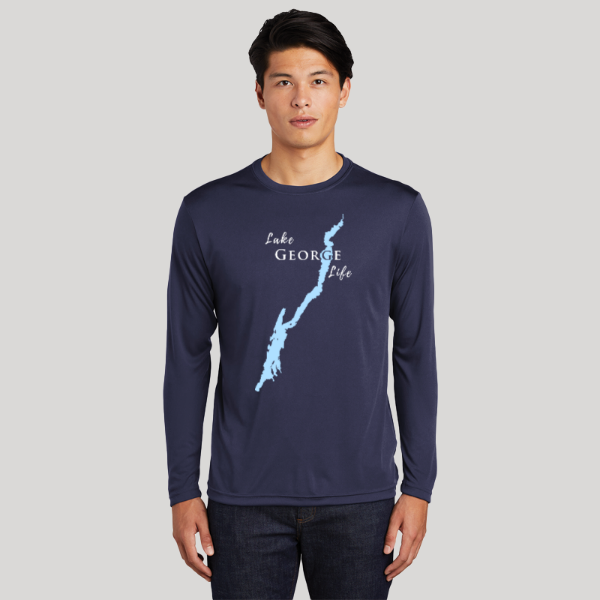 Lake George Life Dri-fit Boating Shirt - Breathable Material- Men's Long Sleeve Moisture Wicking Tee - New York Lake