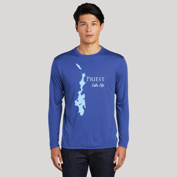 Priest Lake Life Dri-fit Boating Shirt - Breathable Material- Men's Long Sleeve Moisture Wicking Tee - Idaho Lake