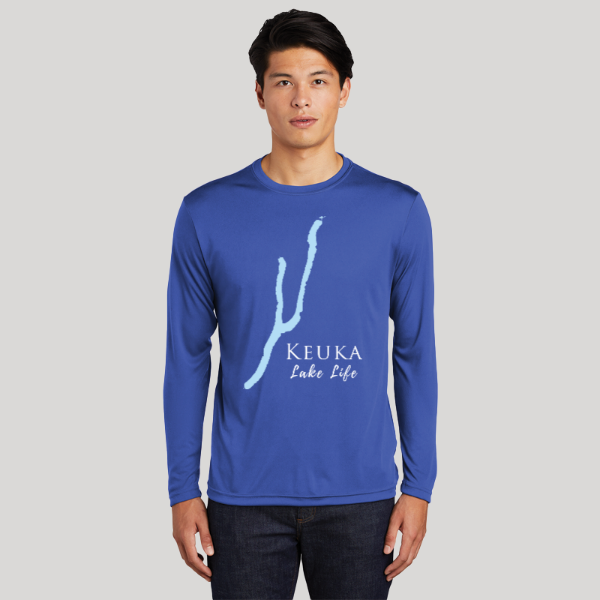 Keuka Lake Life Dri-fit Boating Shirt - Breathable Material- Men's Long Sleeve Moisture Wicking Tee - New York Lake